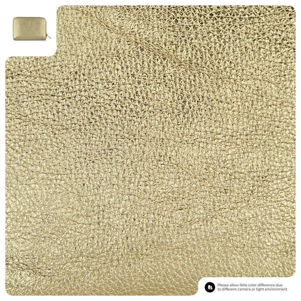 Italian Genuine Metallic Calf Leather Zip Wallet