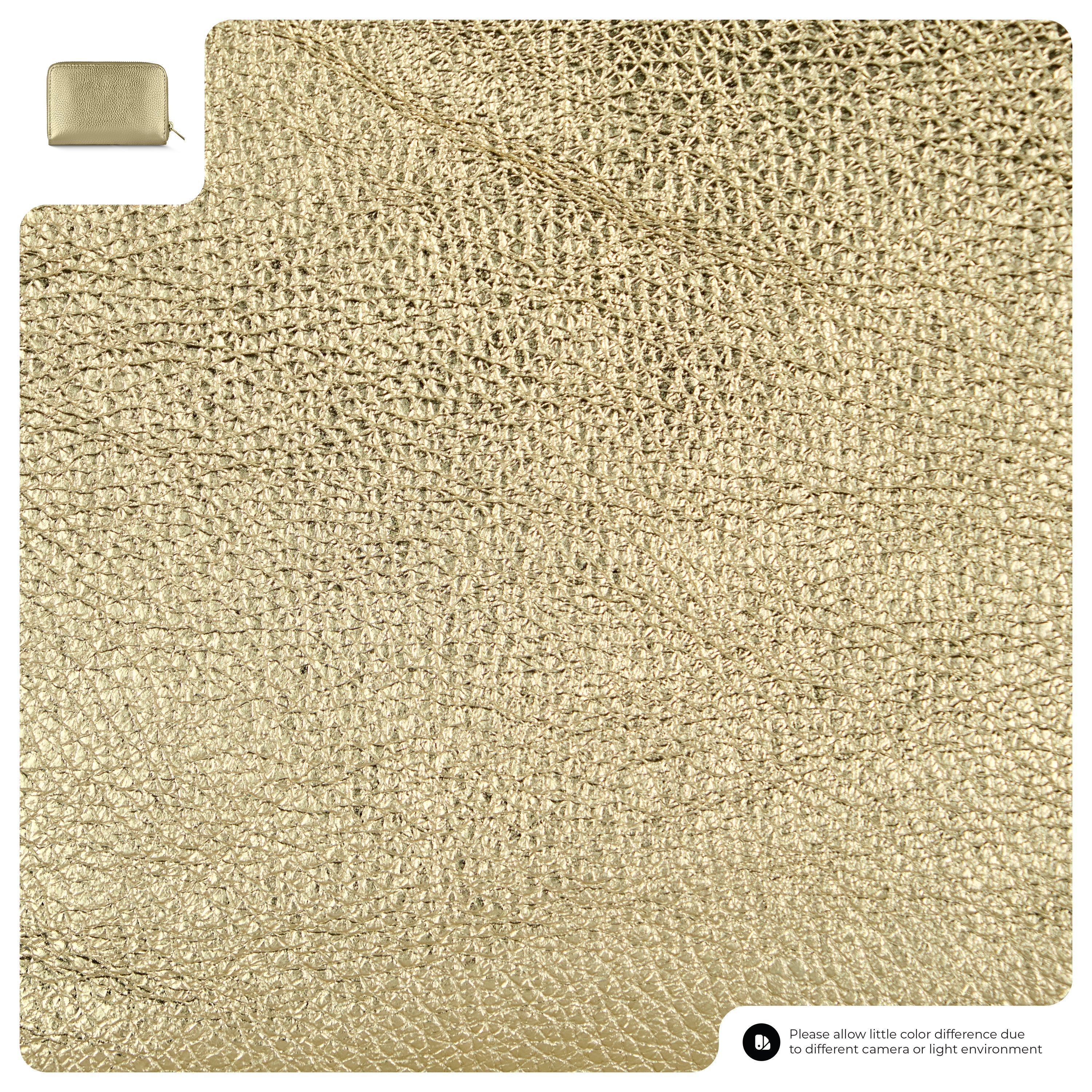 Italian Genuine Metallic Calf Leather Zip Wallet