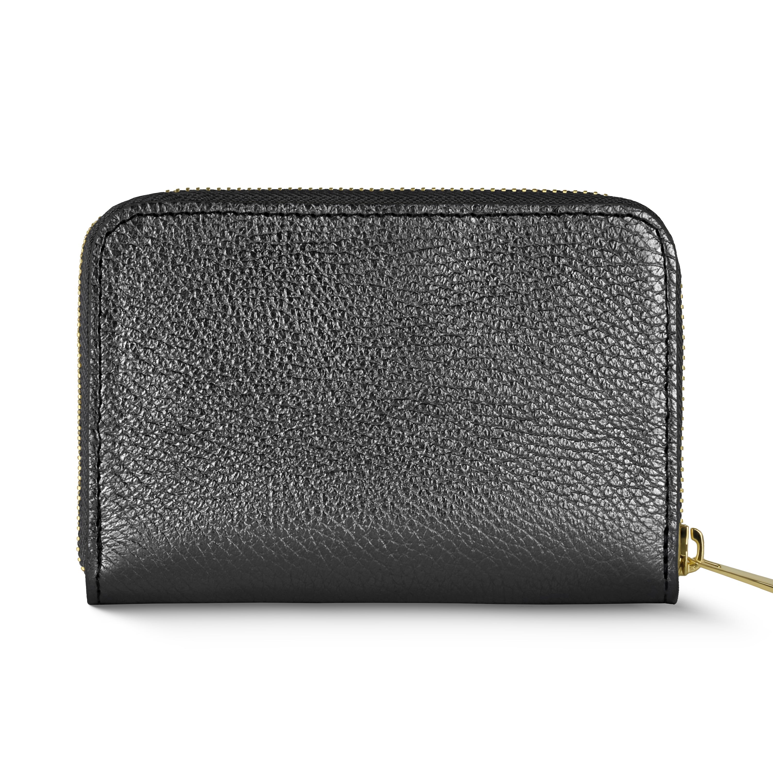Italian Genuine Metallic Calf Leather Zip Wallet