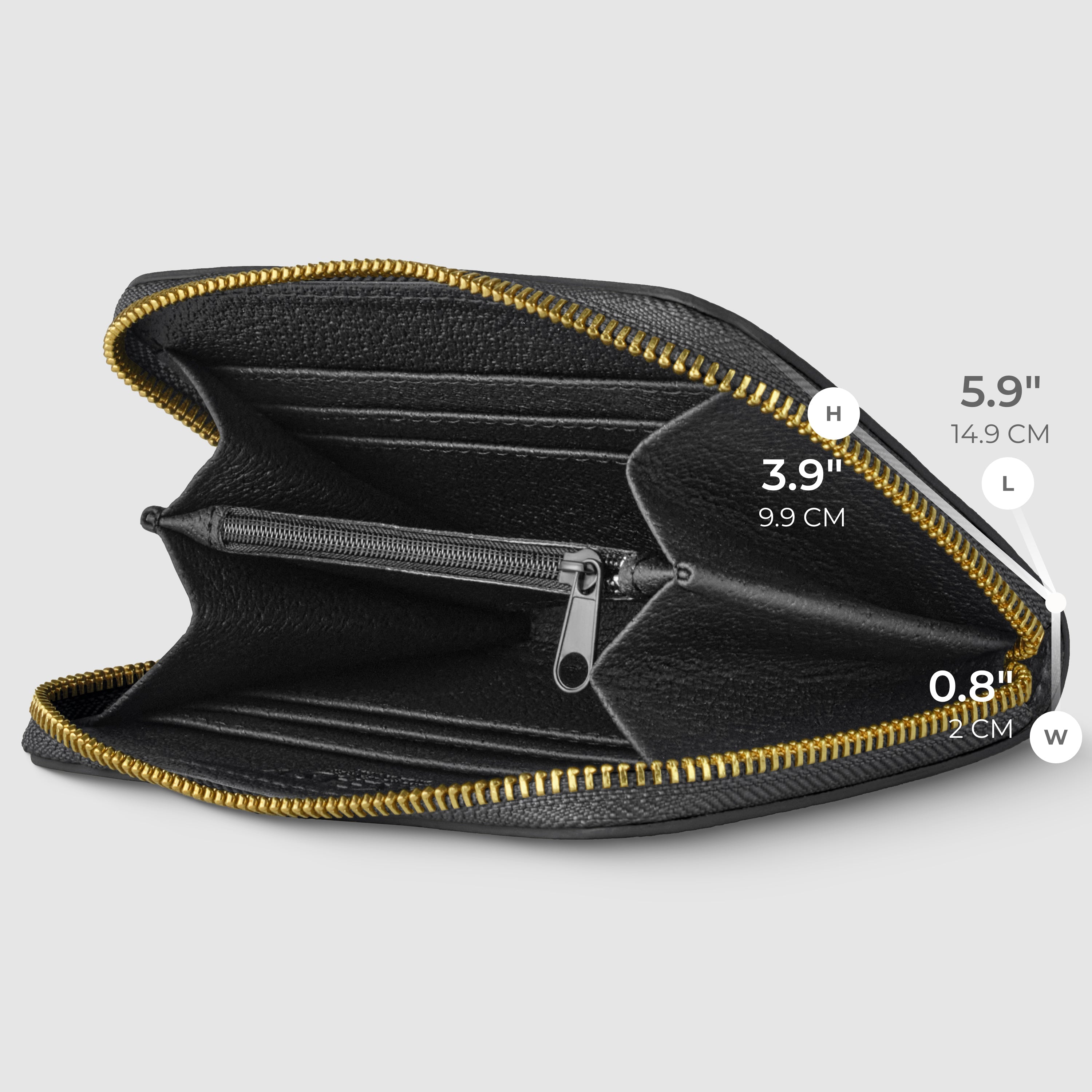 Italian Genuine Metallic Calf Leather Zip Wallet