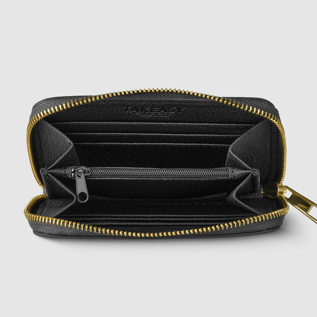 Italian Genuine Metallic Calf Leather Zip Wallet