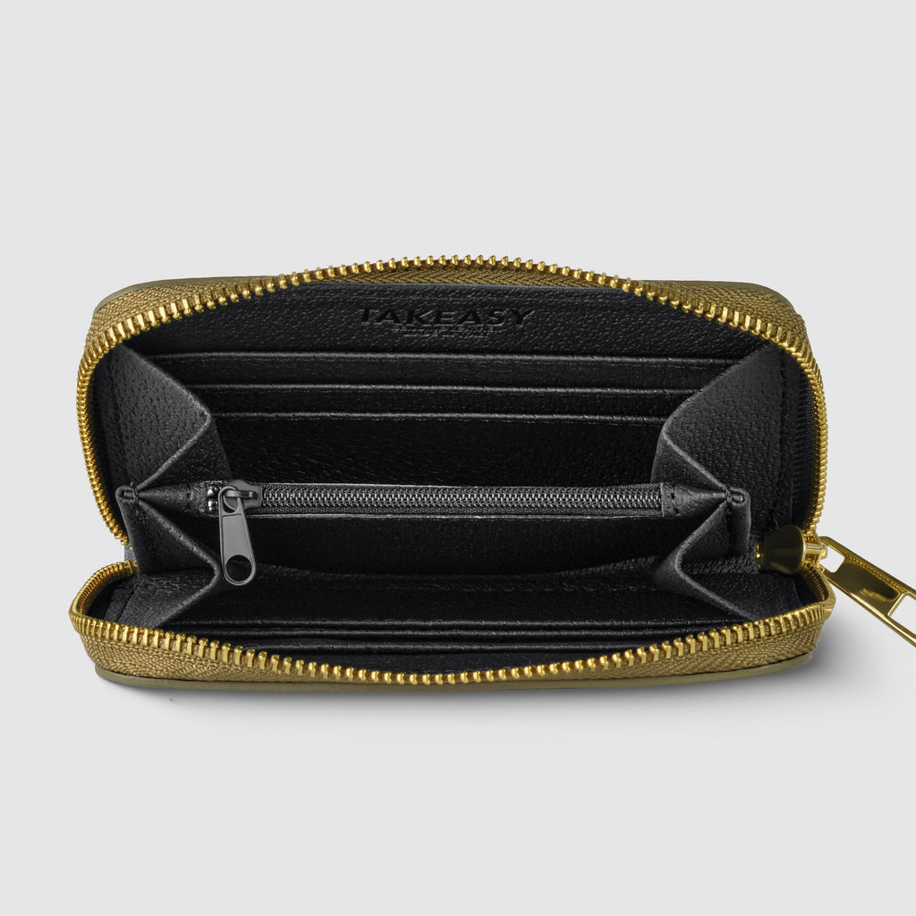 Italian Genuine Metallic Calf Leather Zip Wallet