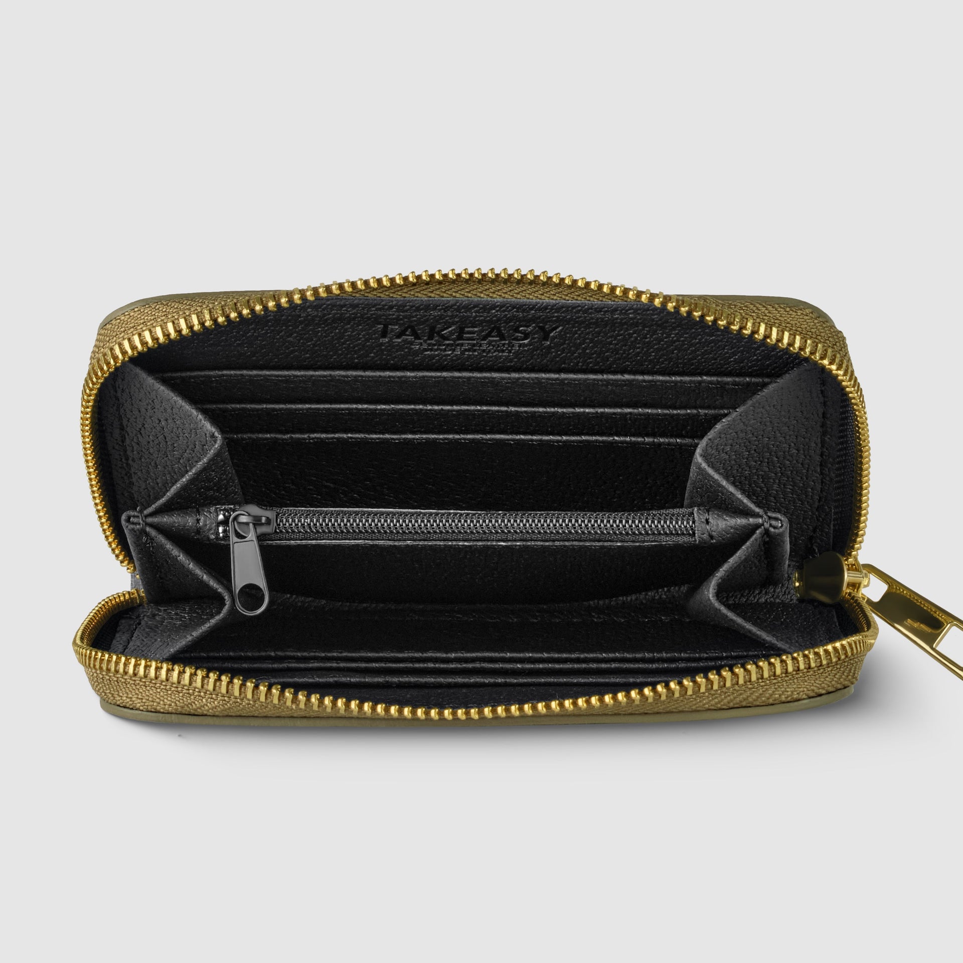 Italian Genuine Metallic Calf Leather Zip Wallet