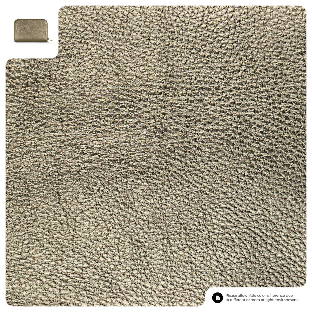 Italian Genuine Metallic Calf Leather Zip Wallet