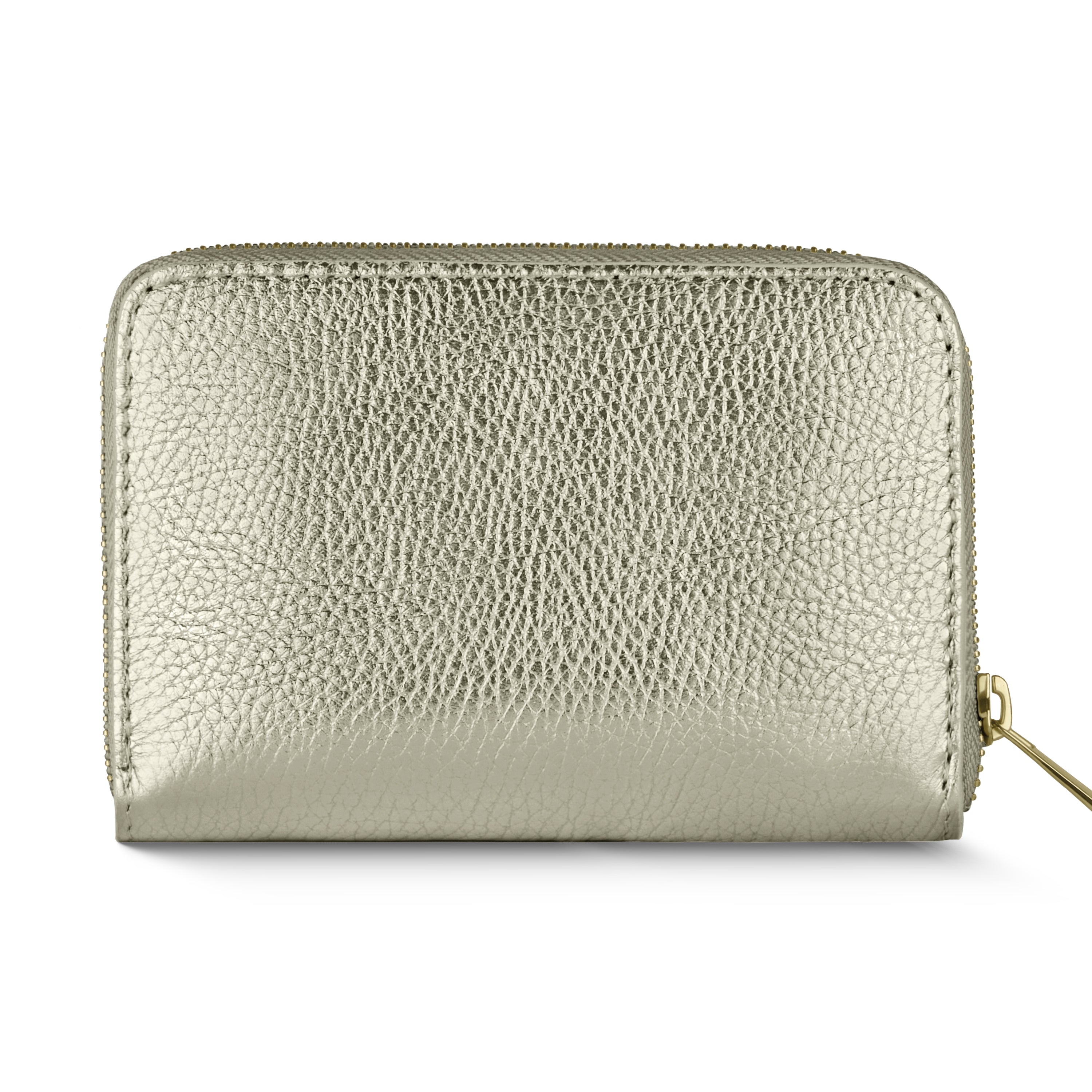 Italian Genuine Metallic Calf Leather Zip Wallet