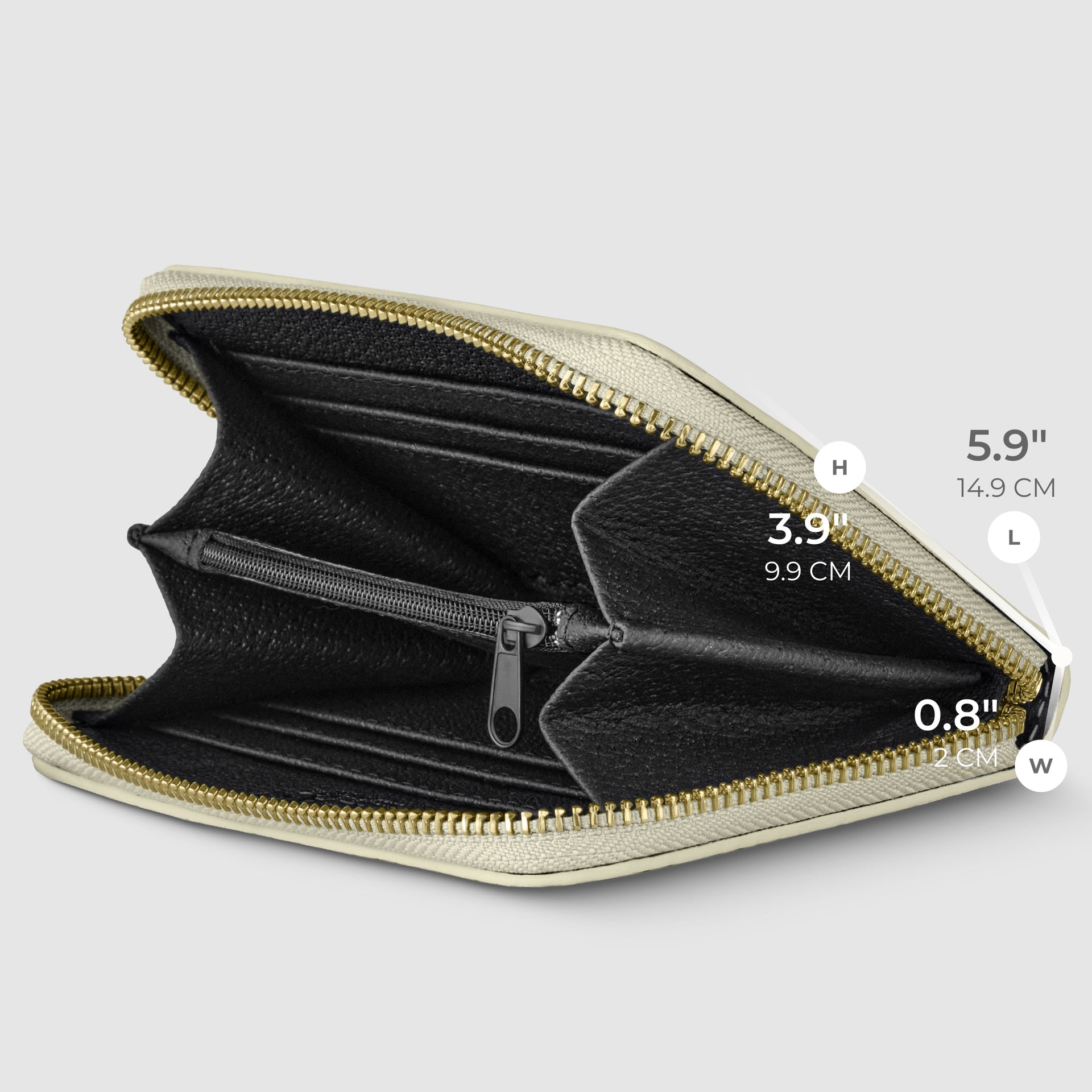 Italian Genuine Metallic Calf Leather Zip Wallet