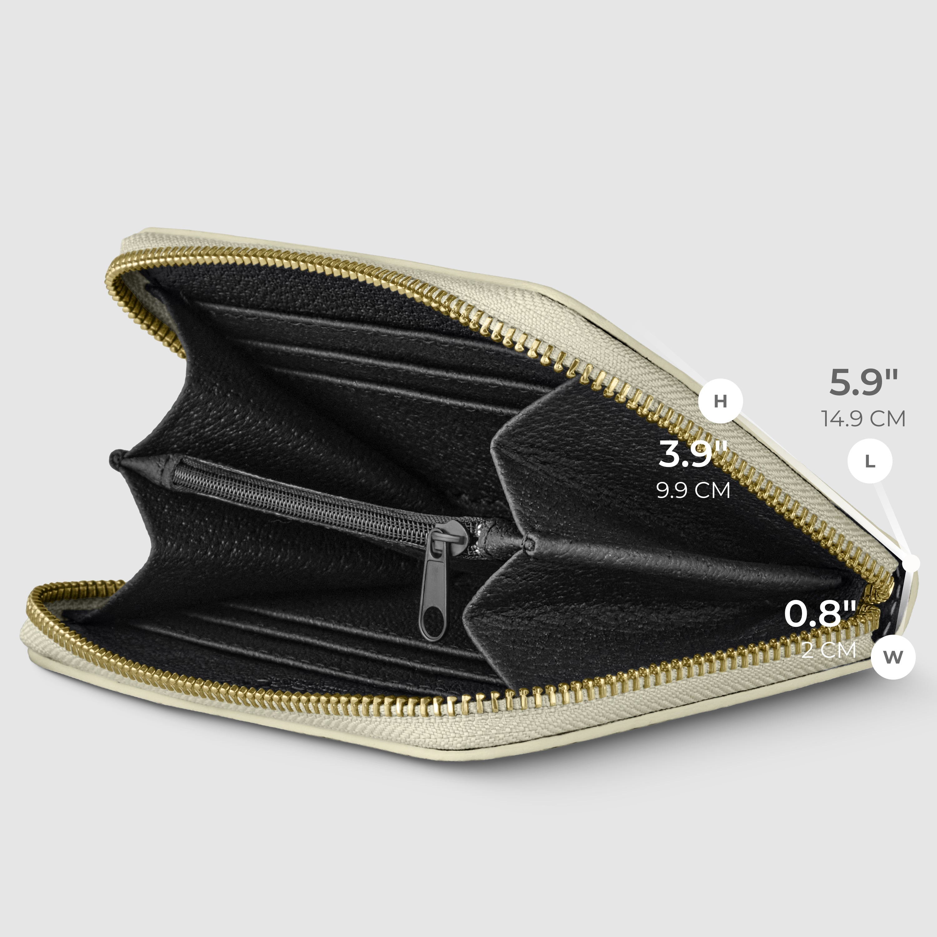 Italian Genuine Metallic Calf Leather Zip Wallet