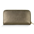 Luxury Italian metallic calf leather wallet in gold with zip-around closure