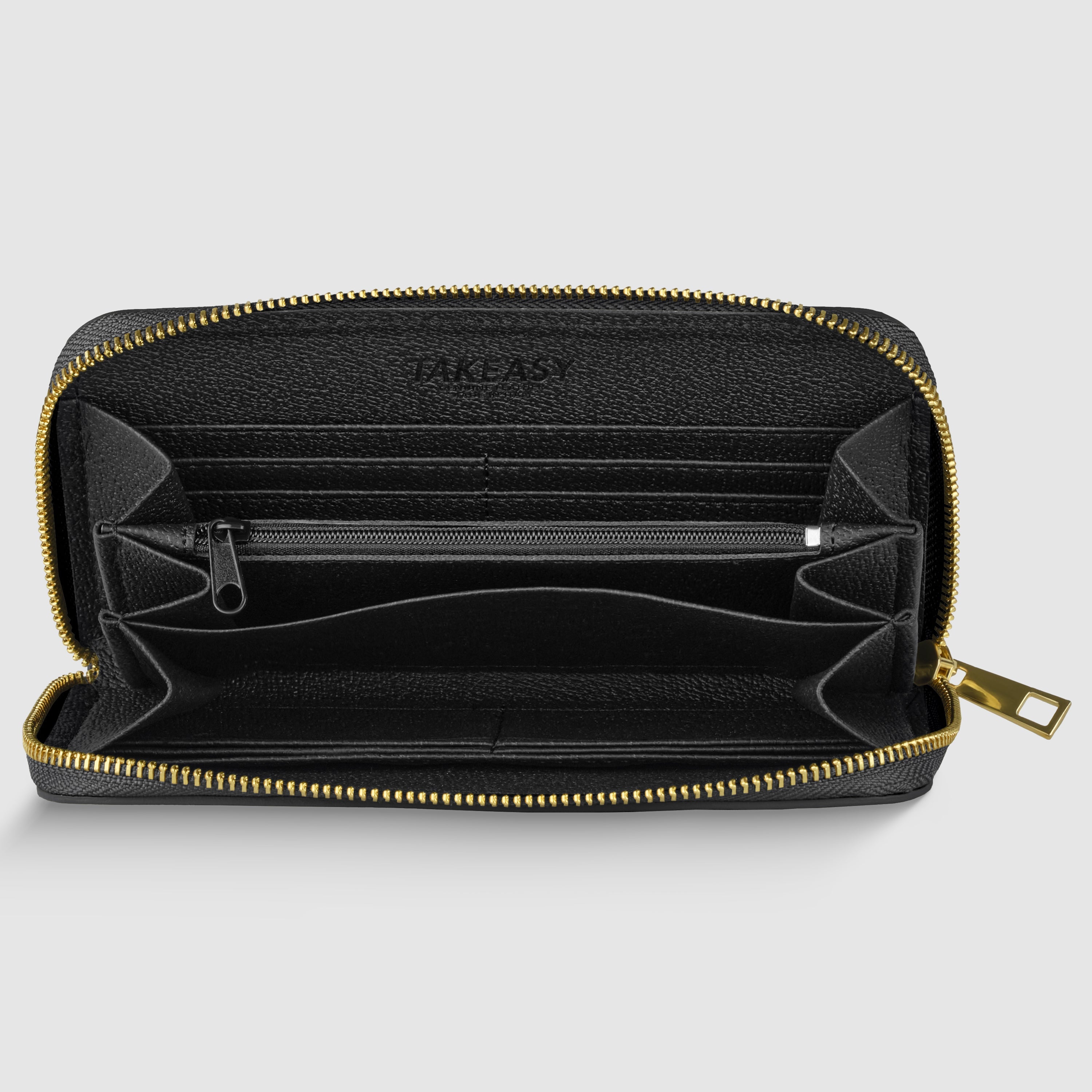 Italian Genuine Metallic Calf Leather Wallet with Zip Closure