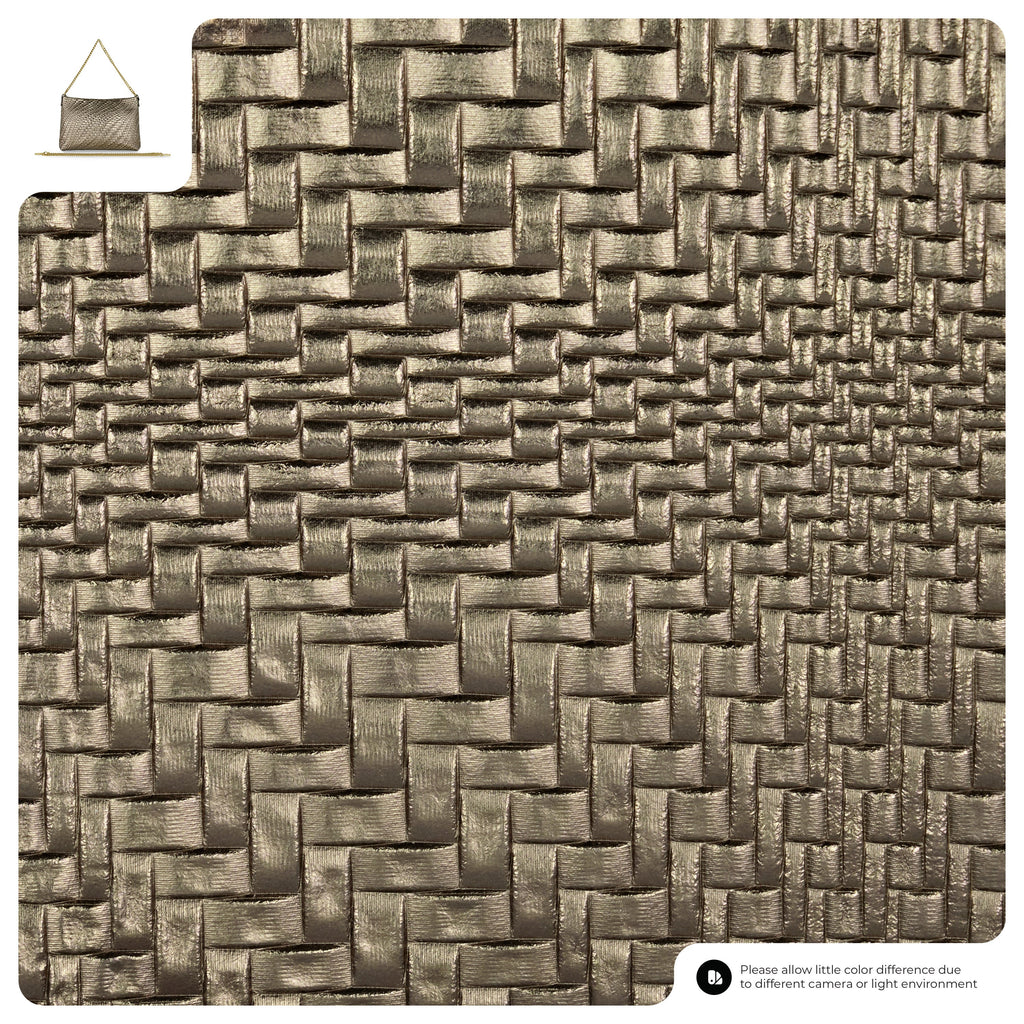 Italian Metallic Suede Grid Pattern Crossbody Bag with Chain Straps