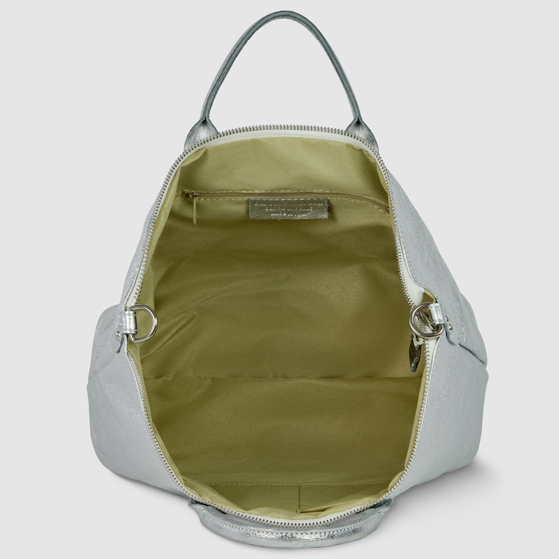 Italian Genuine Metallic Suede Top-Handle Bag with Detachable Strap
