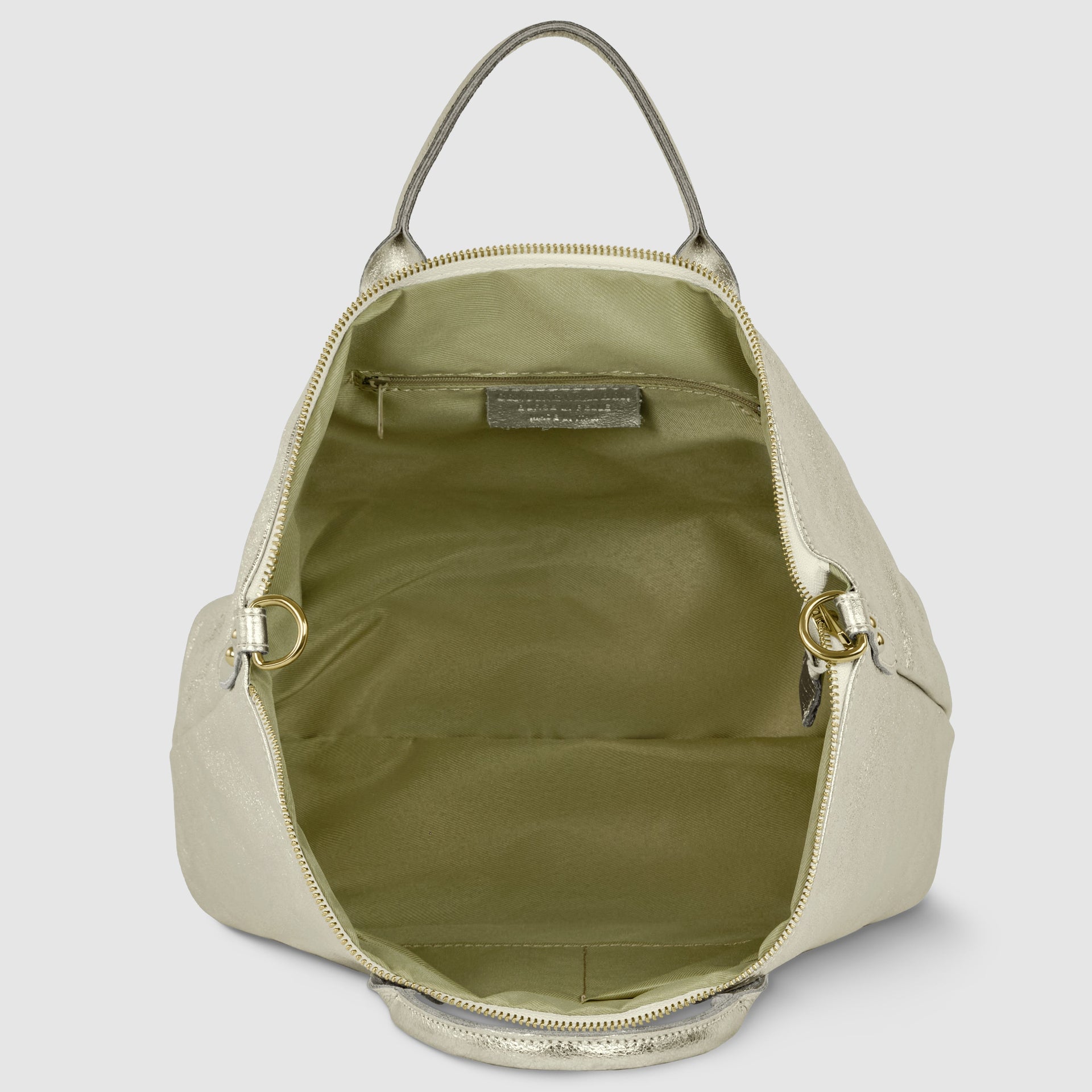 Italian Genuine Metallic Suede Top-Handle Bag with Detachable Strap
