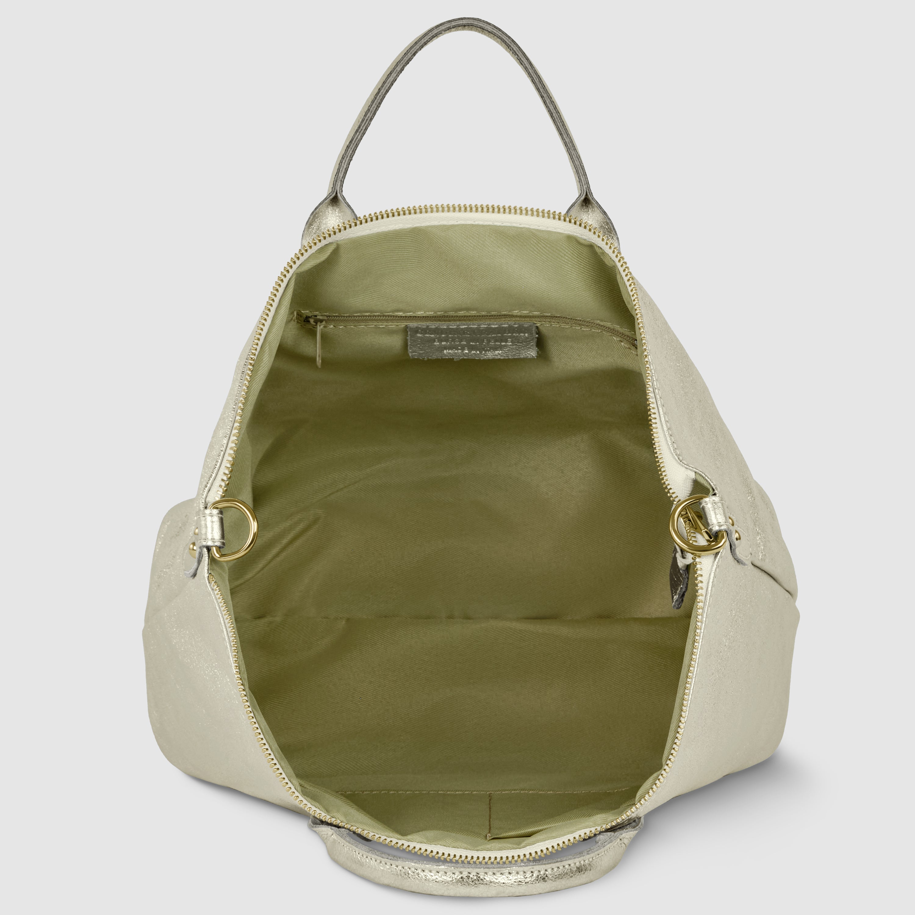 Italian Genuine Metallic Suede Top-Handle Bag with Detachable Strap