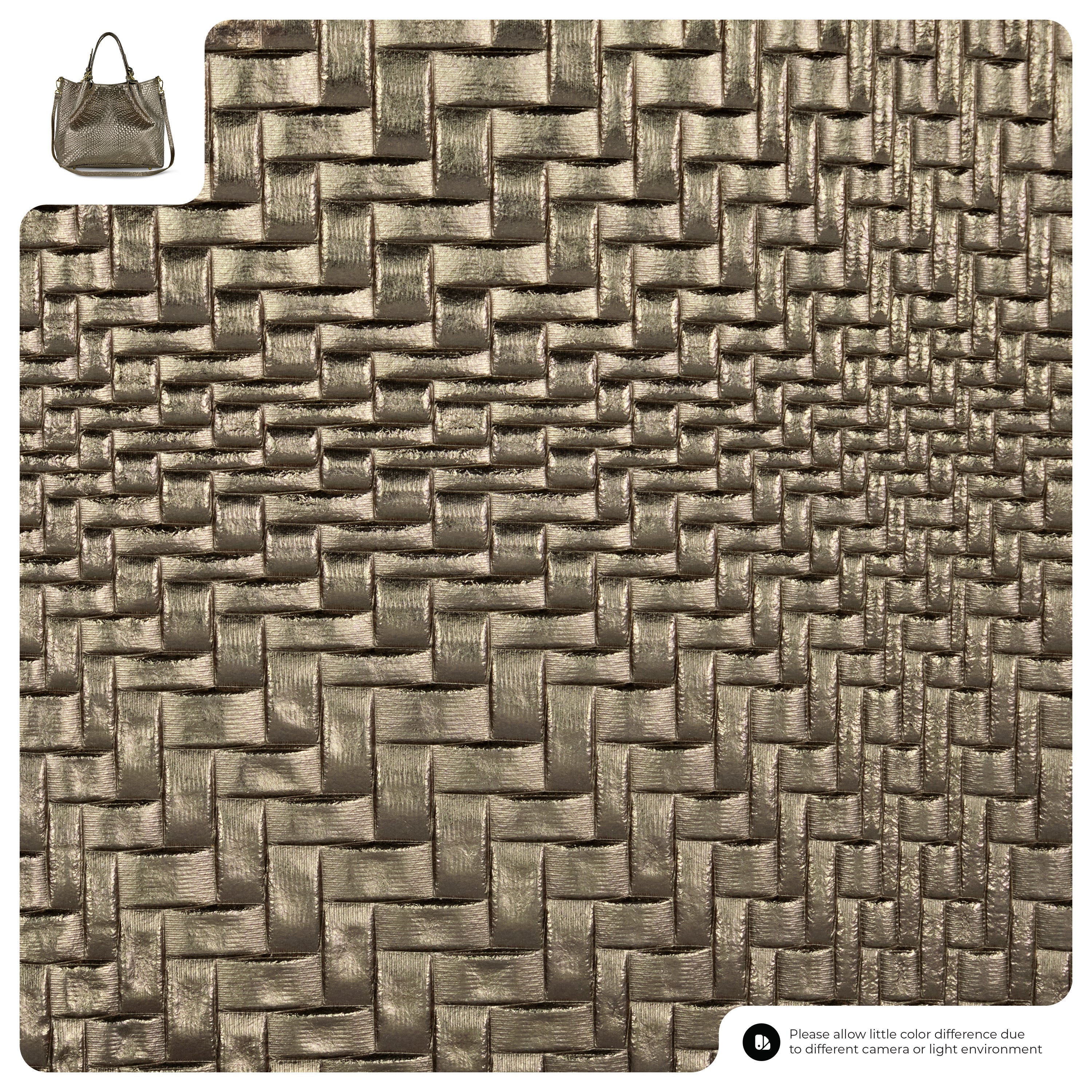 Italian Metallic Suede Geometric Top-Handle Bag with Strap