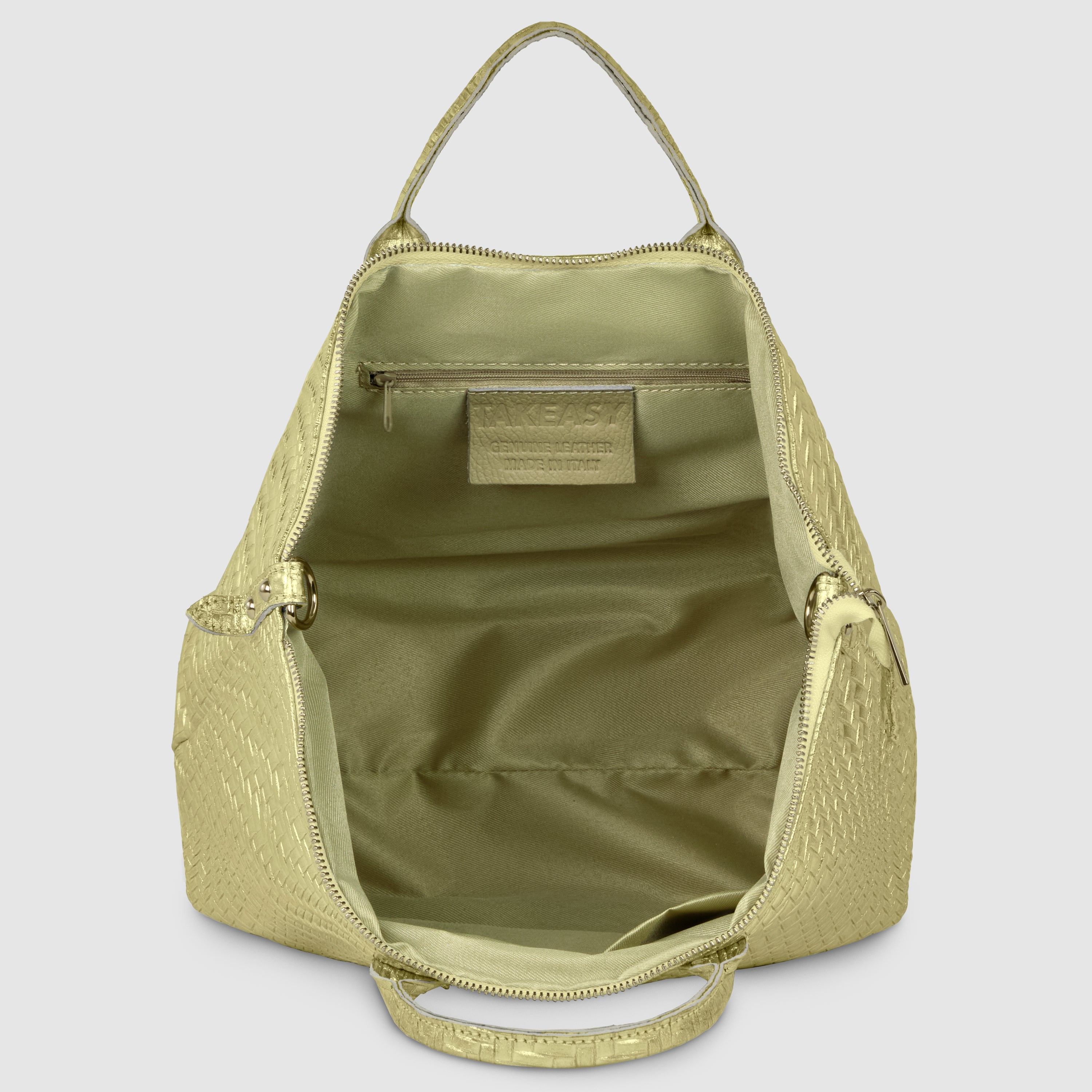 Italian Metallic Suede Geometric Top-Handle Bag with Strap