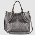Italian Metallic Suede Geometric Top-Handle Bag with Strap