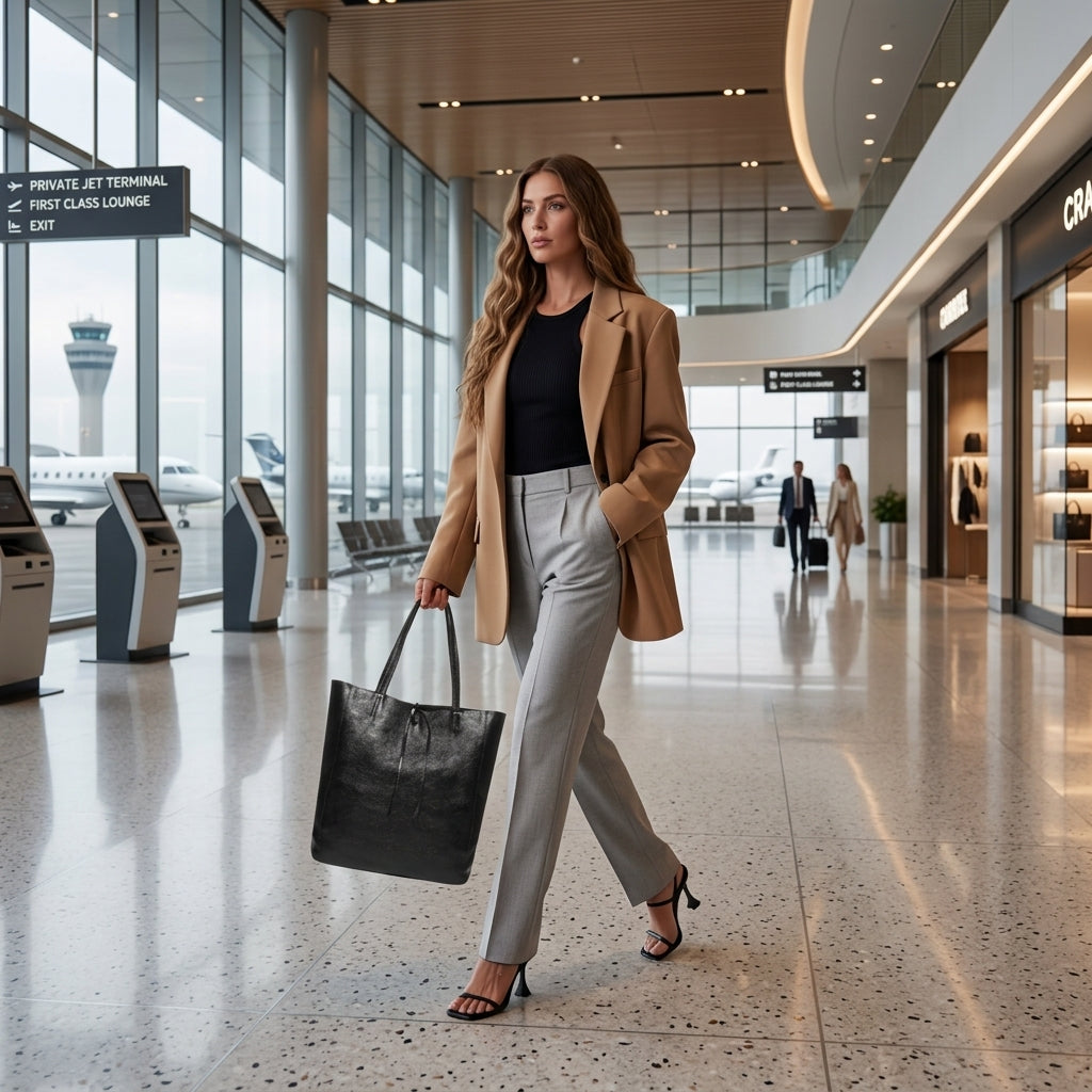 Italian Genuine Metallic Suede Tote Bag - Modern Soft Structure