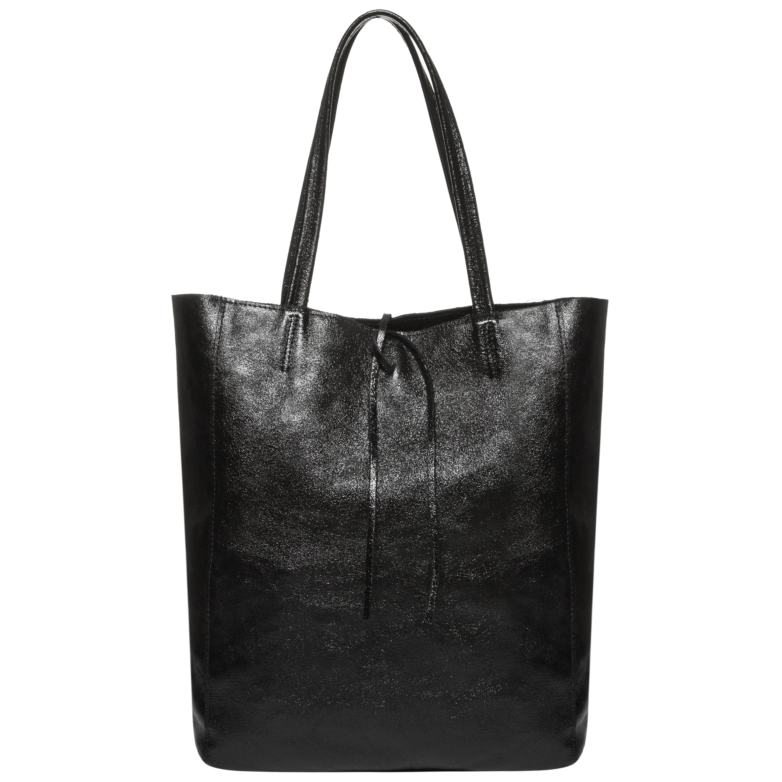 Italian Genuine Metallic Suede Tote Bag - Modern Soft Structure