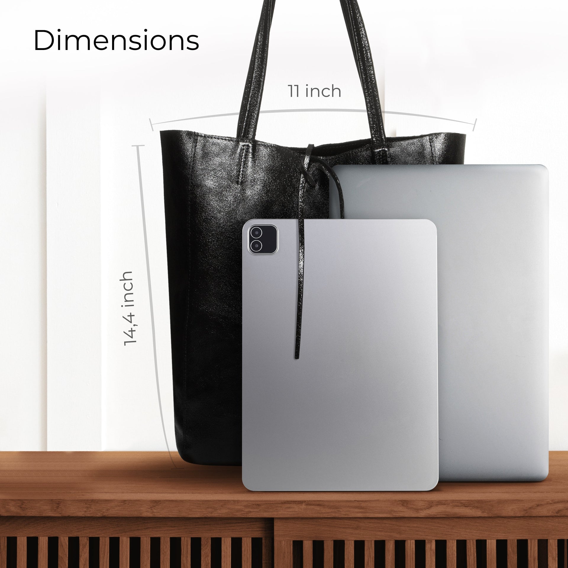 Italian Genuine Metallic Suede Tote Bag - Modern Soft Structure