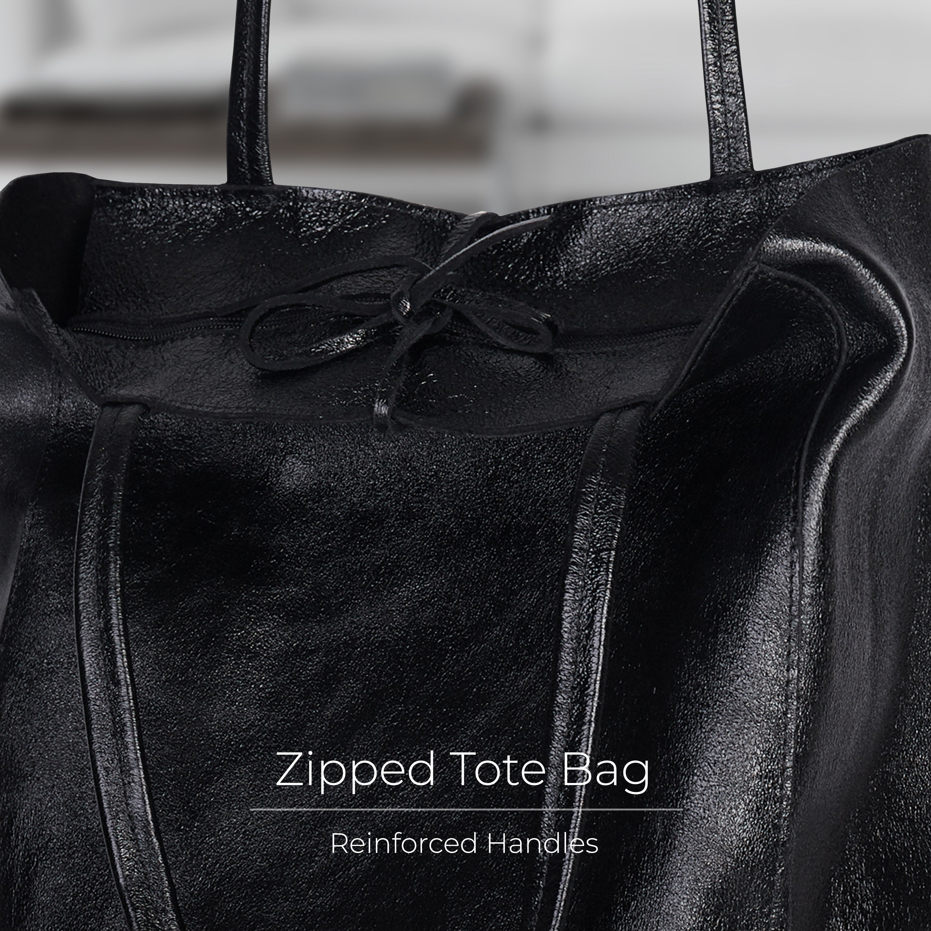 Italian Genuine Metallic Suede Tote Bag - Modern Soft Structure