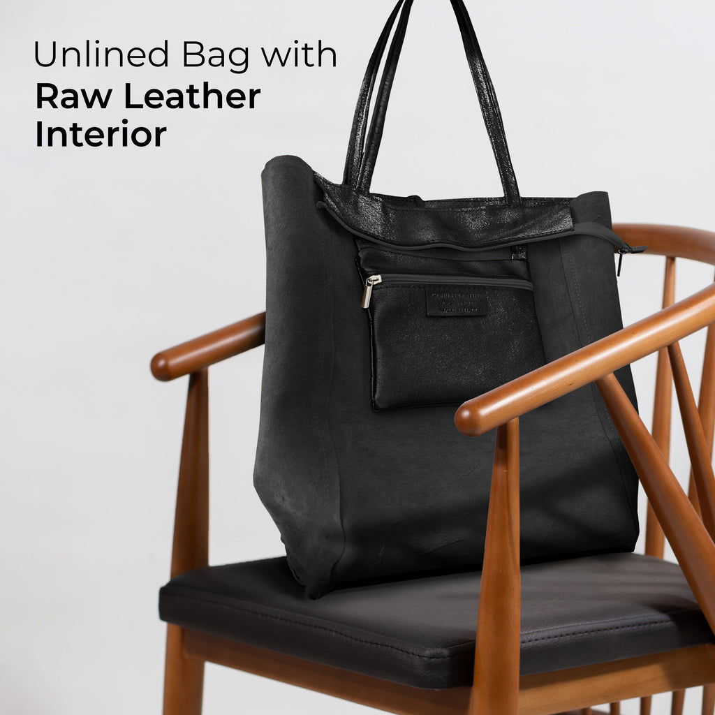 Italian Genuine Metallic Suede Tote Bag - Modern Soft Structure
