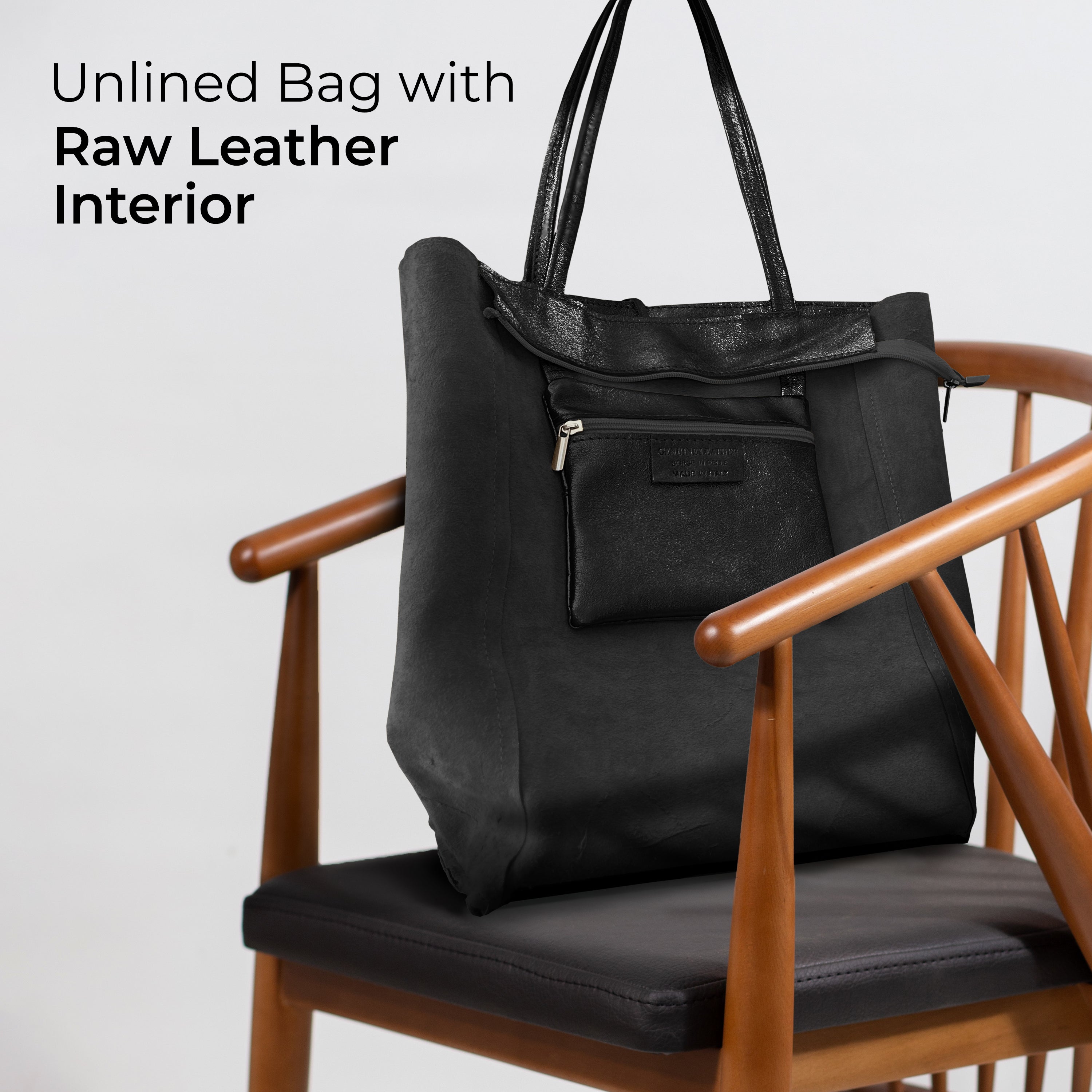 Italian Genuine Metallic Suede Tote Bag - Modern Soft Structure