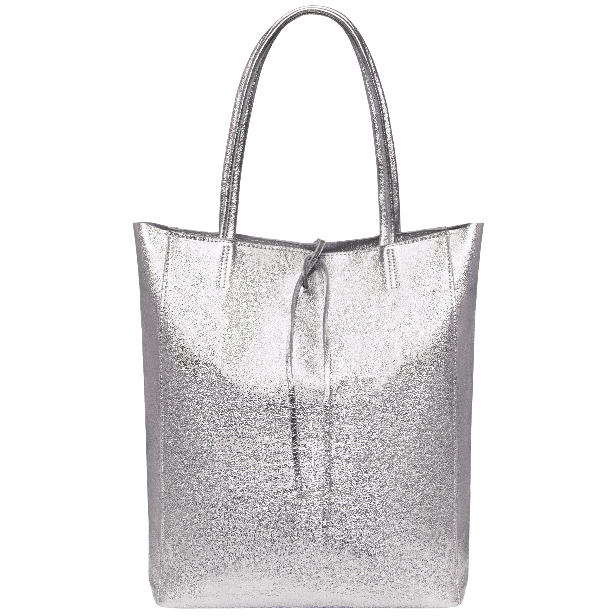 Italian Genuine Metallic Suede Tote Bag - Modern Soft Structure