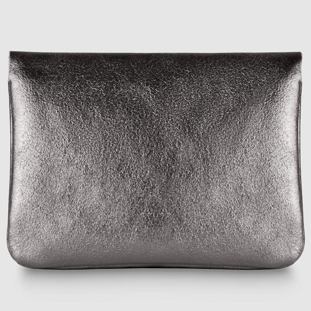 Italian Genuine Metallic Suede Slim Wallet with Zip Coin Pocket
