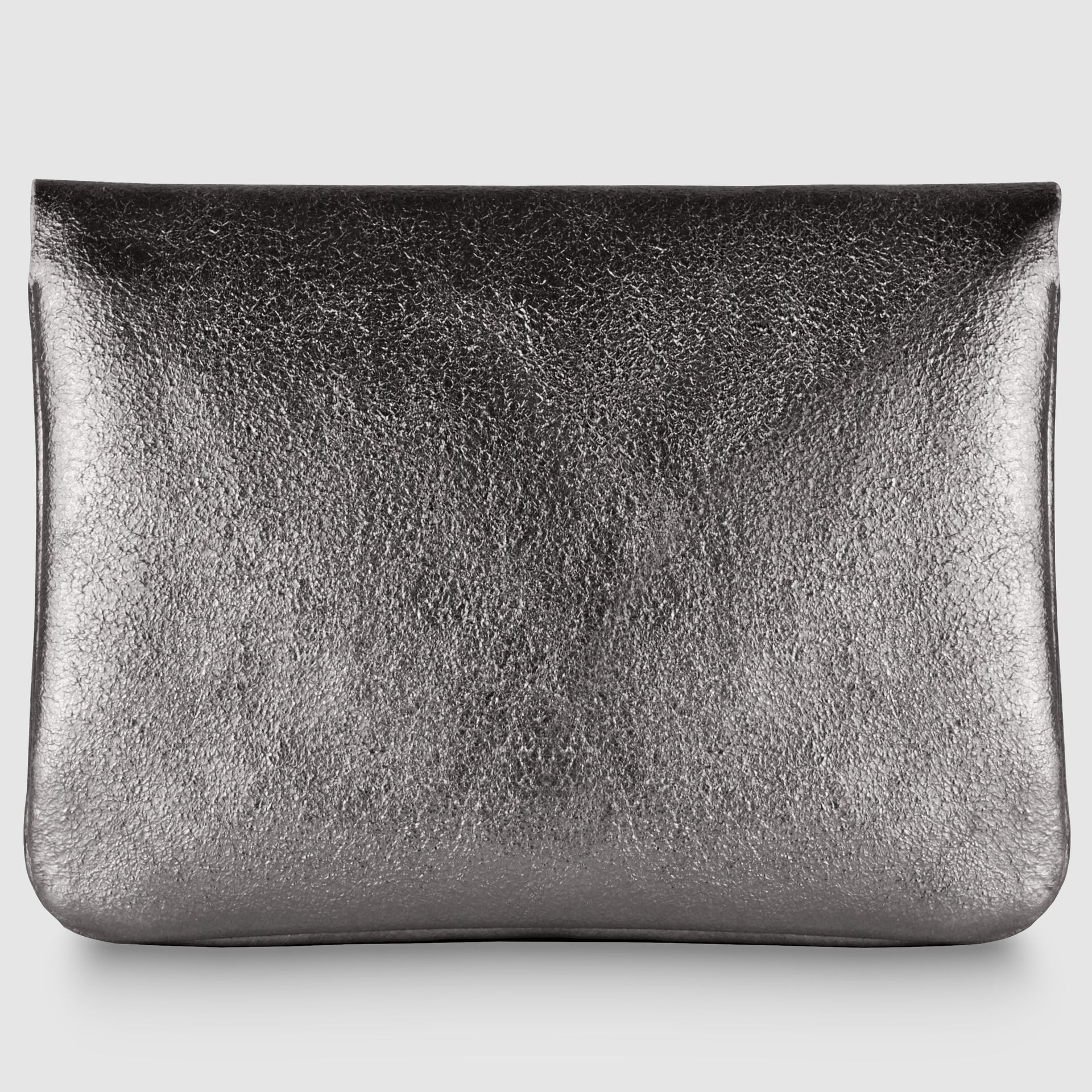Italian Genuine Metallic Suede Slim Wallet with Zip Coin Pocket