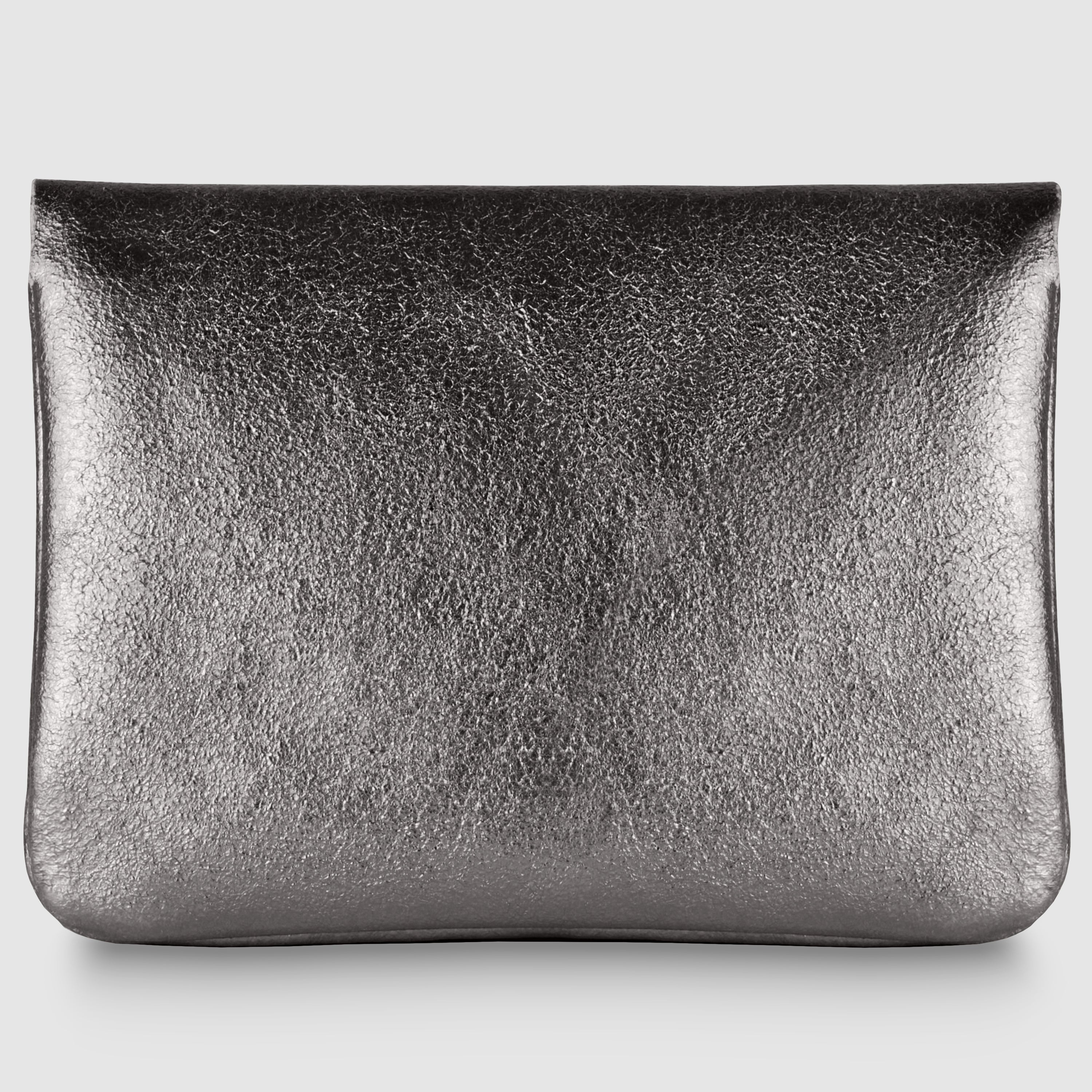 Italian Genuine Metallic Suede Slim Wallet with Zip Coin Pocket