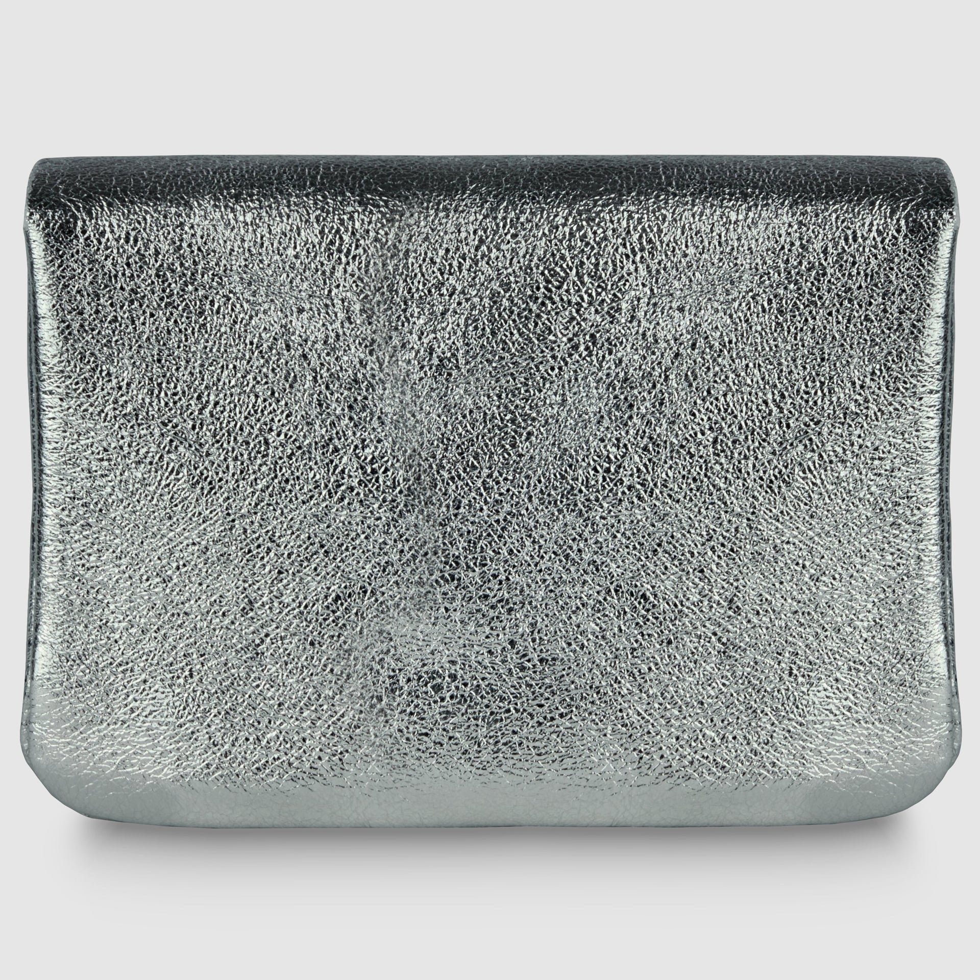 Italian Genuine Metallic Suede Slim Wallet with Zip Coin Pocket