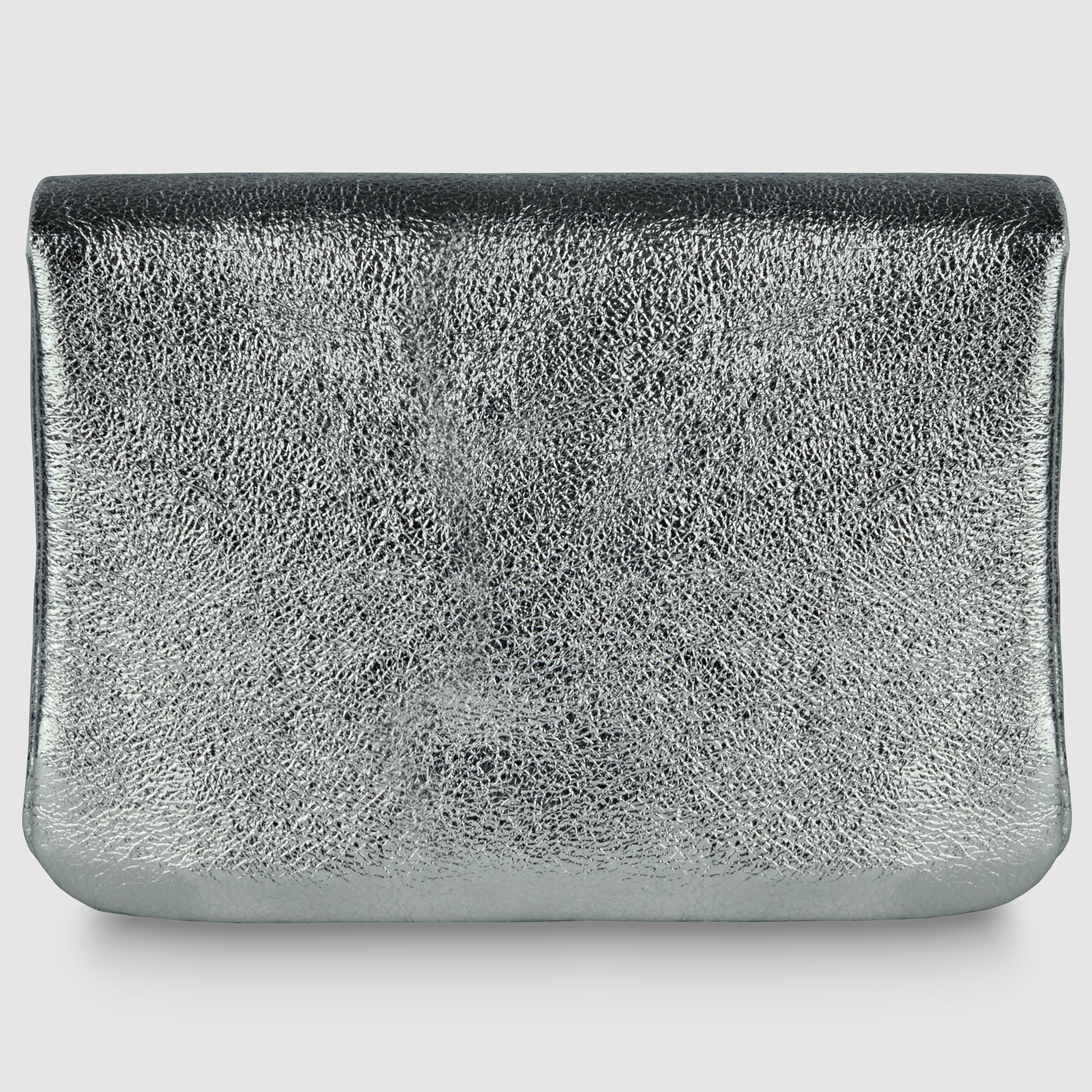 Italian Genuine Metallic Suede Slim Wallet with Zip Coin Pocket