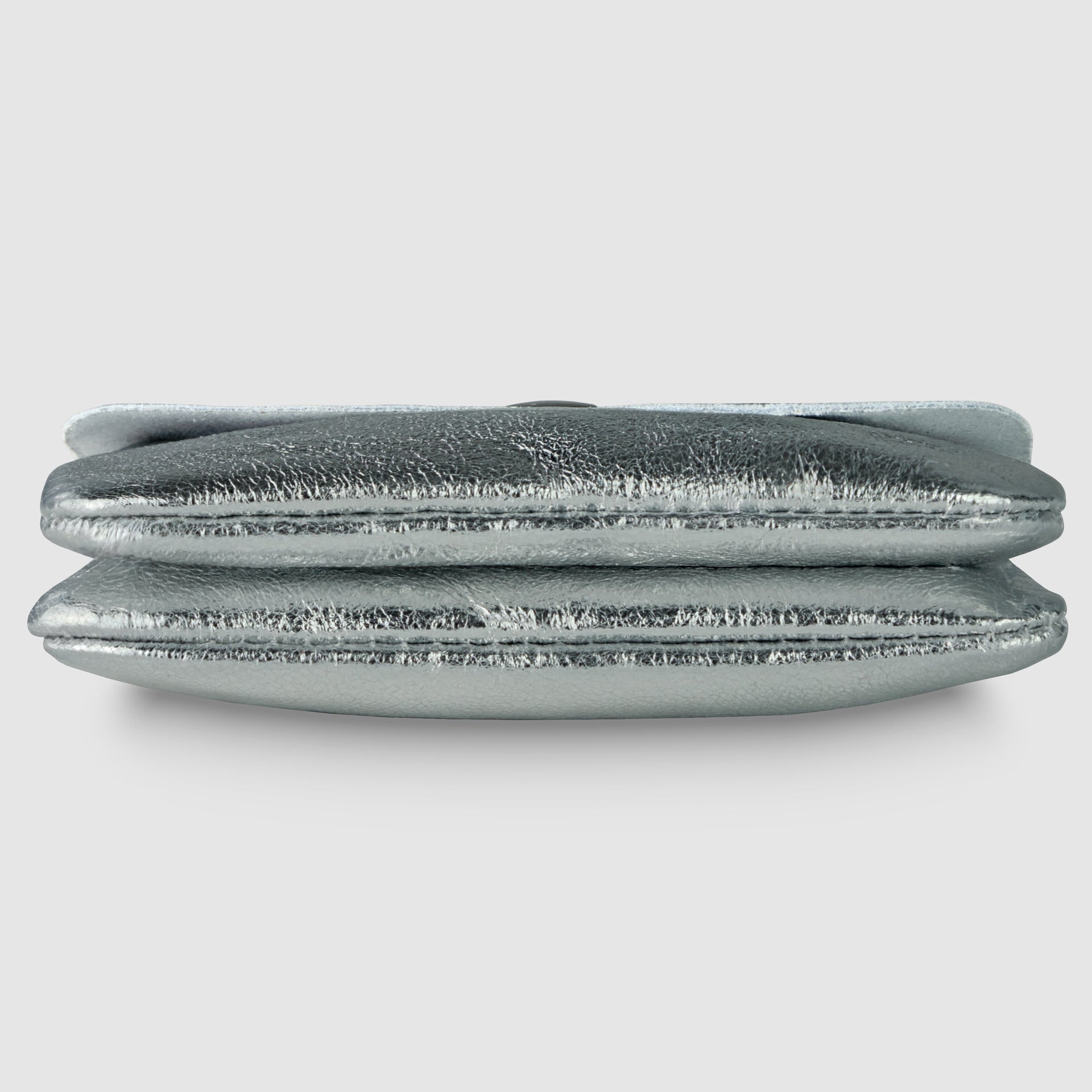 Italian Genuine Metallic Suede Slim Wallet with Zip Coin Pocket