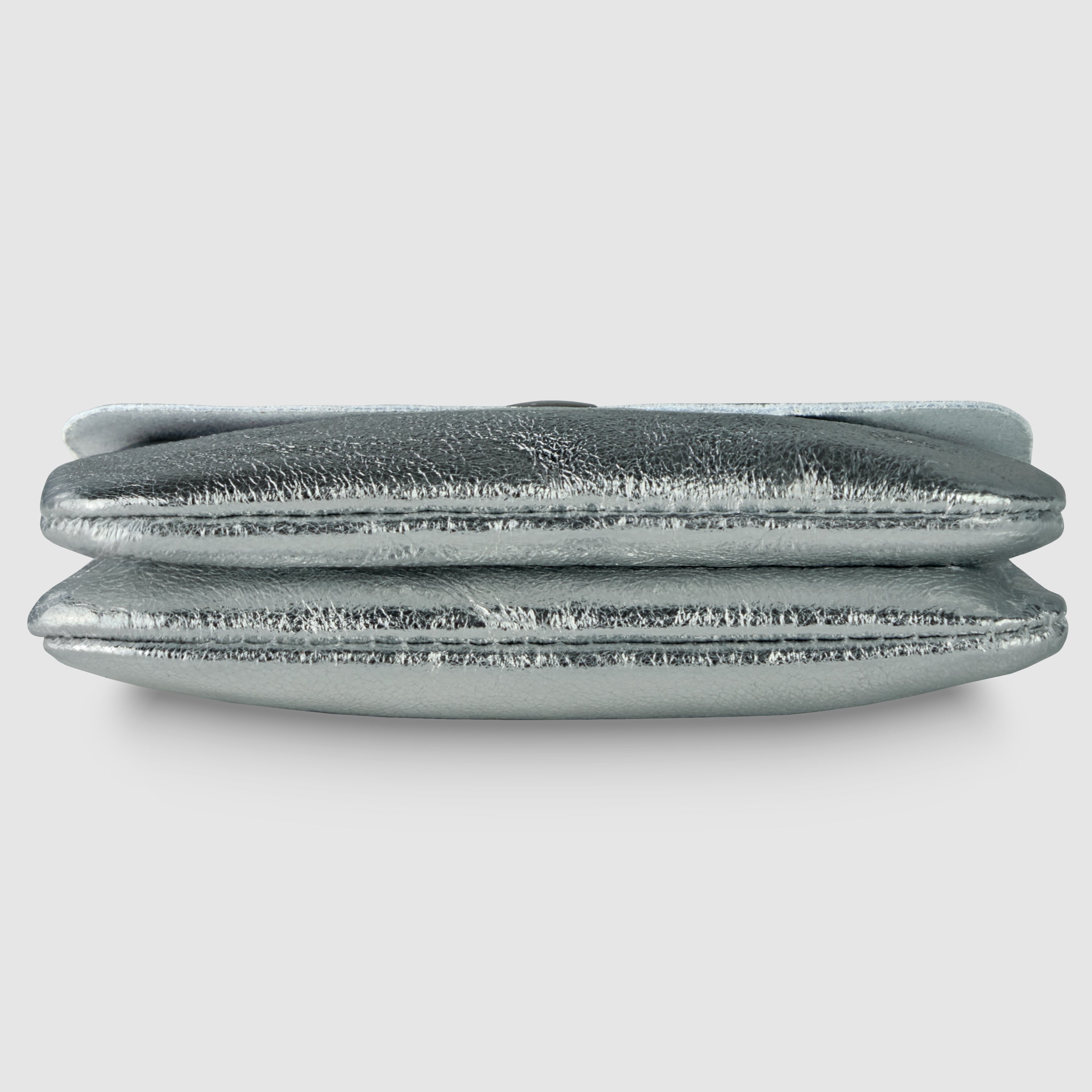 Italian Genuine Metallic Suede Slim Wallet with Zip Coin Pocket