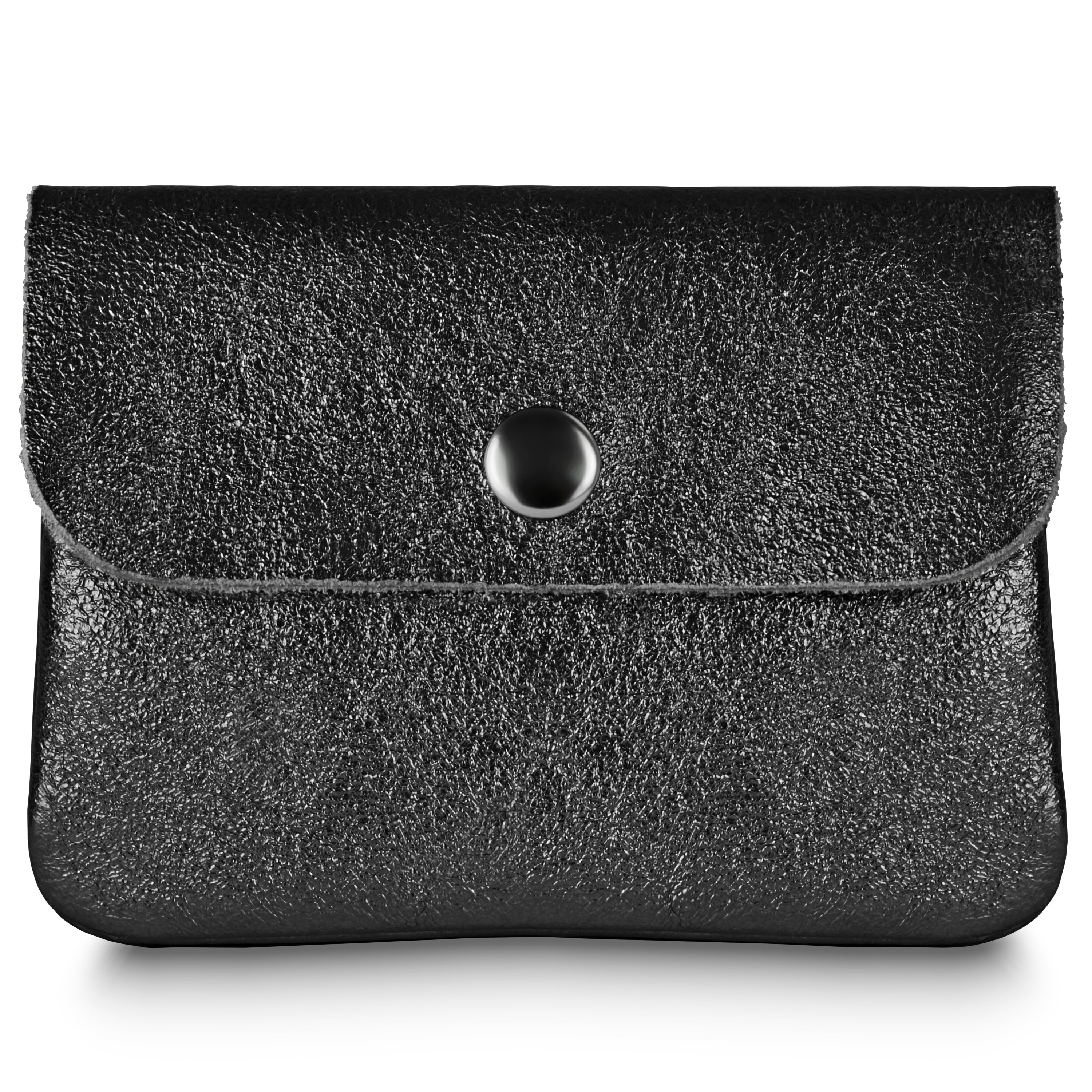 Italian Genuine Metallic Suede Slim Wallet with Zip Coin Pocket