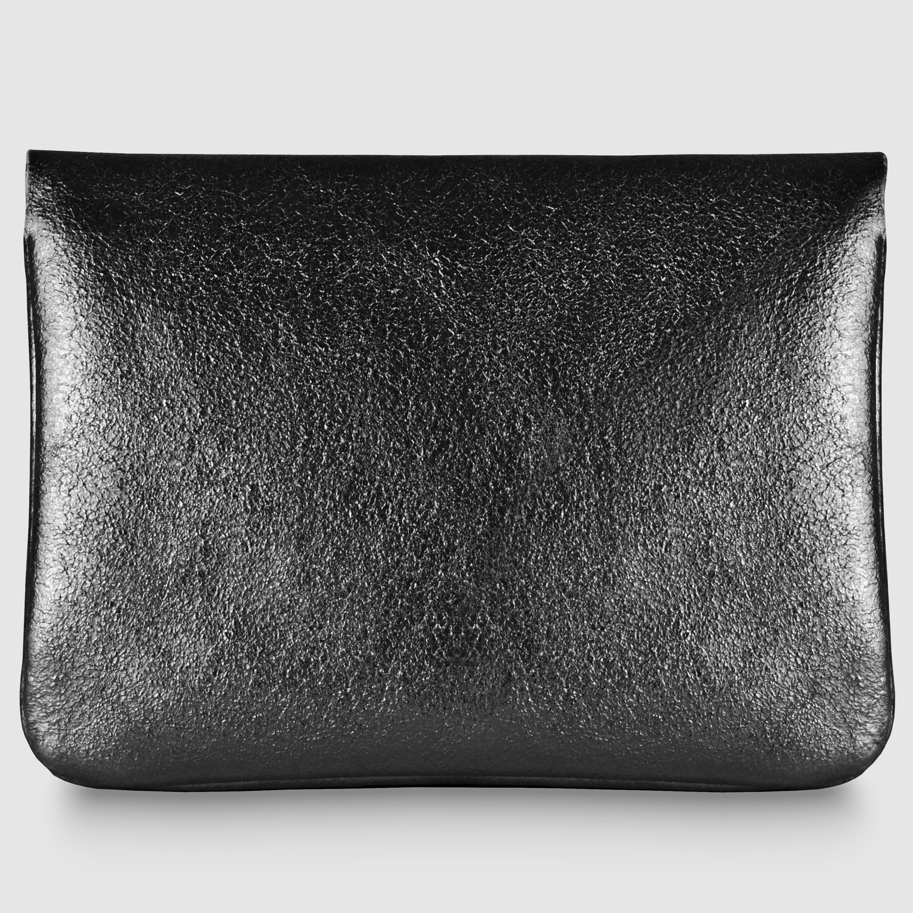 Italian Genuine Metallic Suede Slim Wallet with Zip Coin Pocket