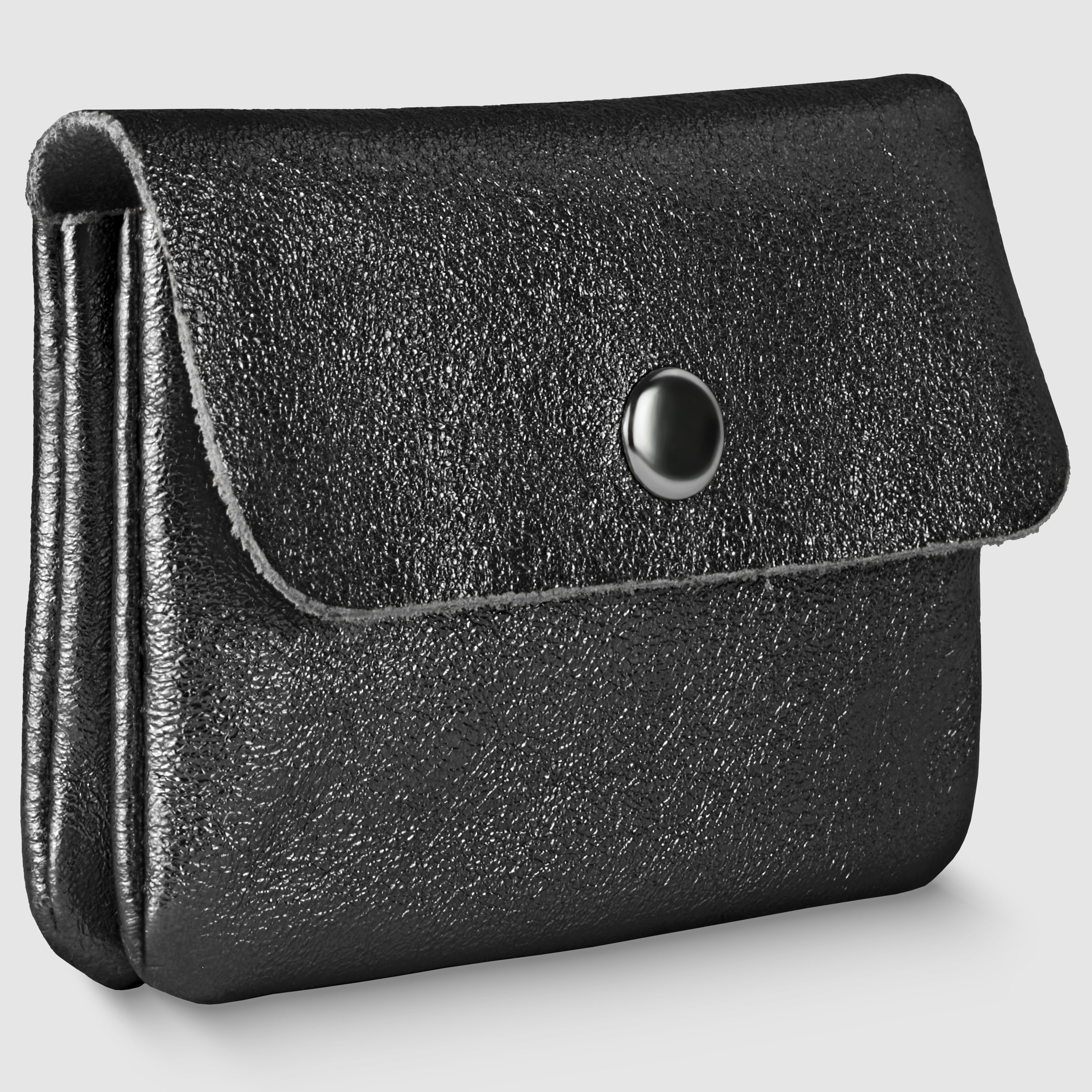 Italian Genuine Metallic Suede Slim Wallet with Zip Coin Pocket