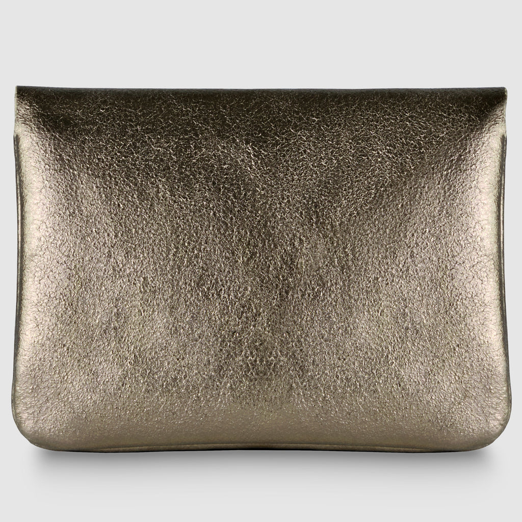 Italian Genuine Metallic Suede Slim Wallet with Zip Coin Pocket