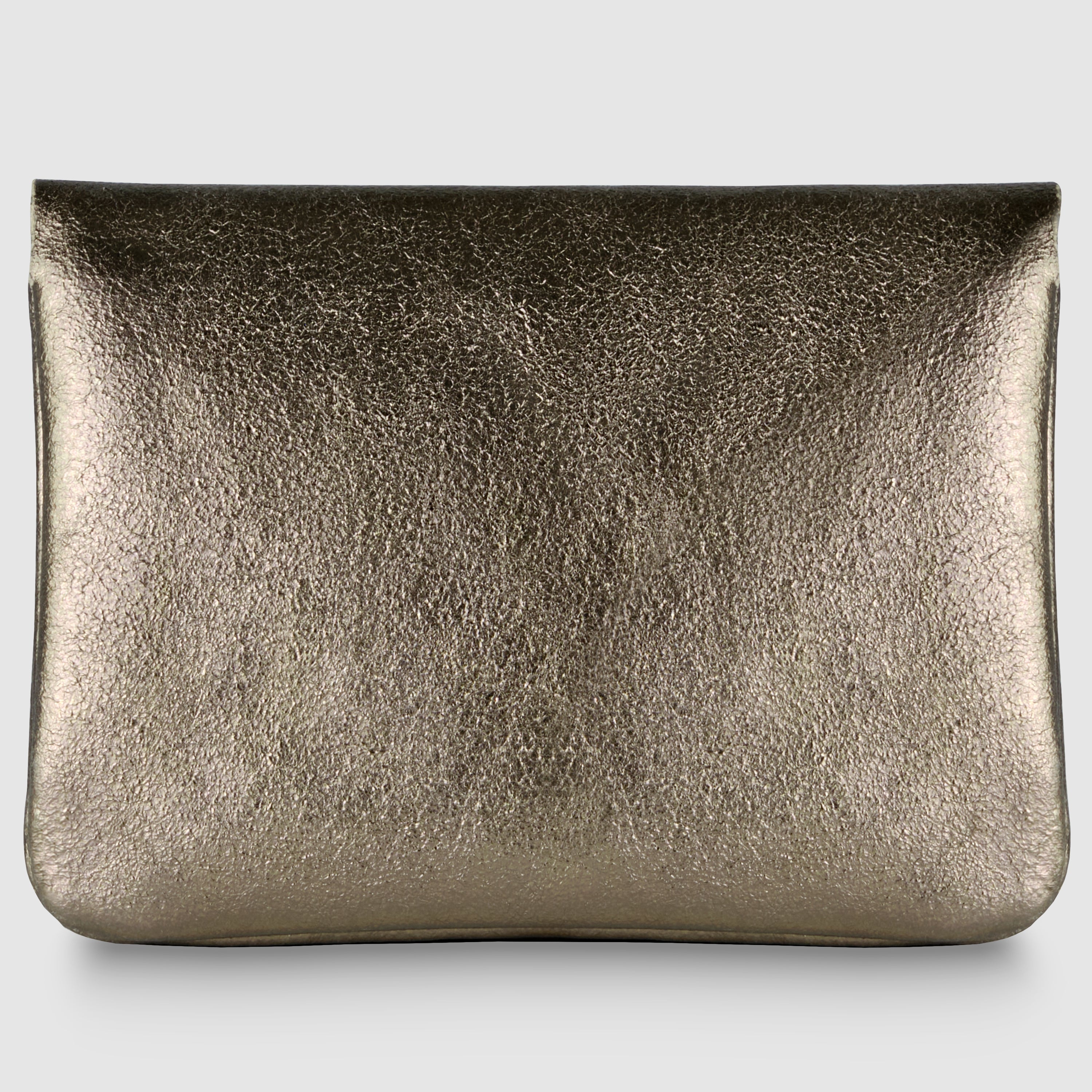 Italian Genuine Metallic Suede Slim Wallet with Zip Coin Pocket