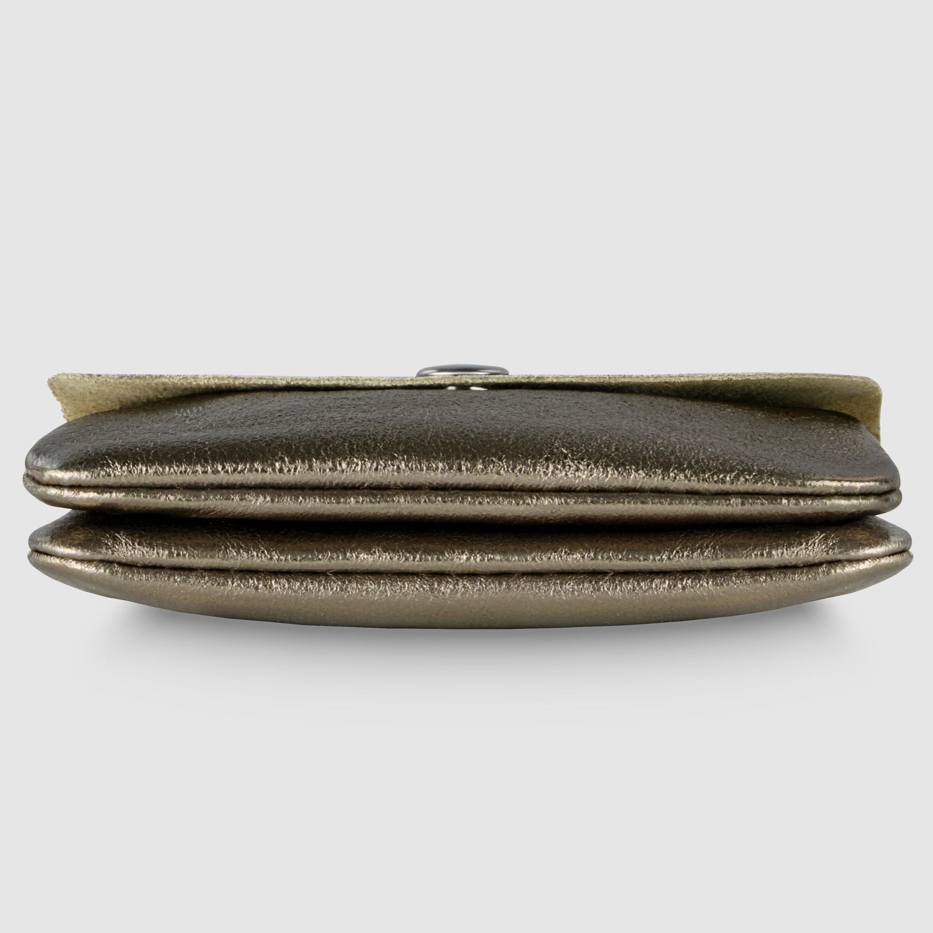 Italian Genuine Metallic Suede Slim Wallet with Zip Coin Pocket