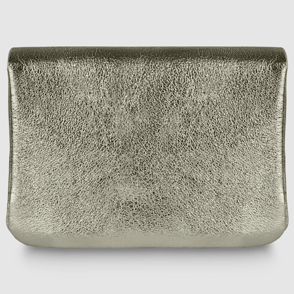 Italian Genuine Metallic Suede Slim Wallet with Zip Coin Pocket