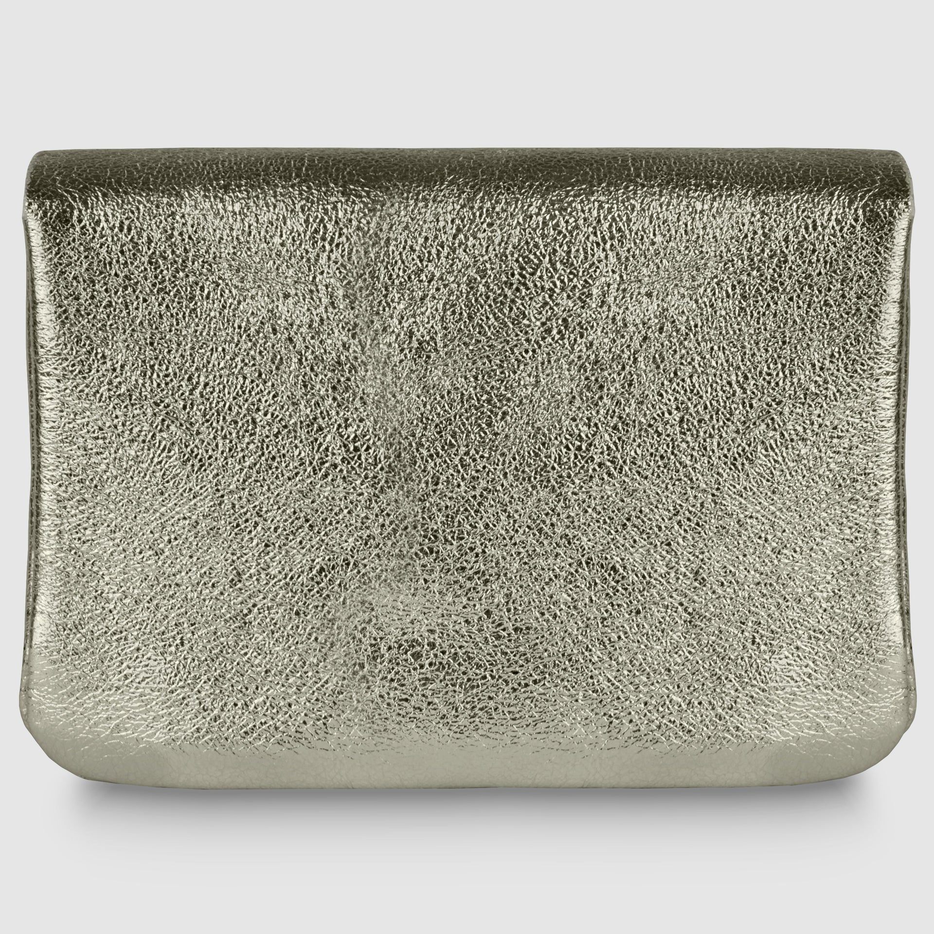 Italian Genuine Metallic Suede Slim Wallet with Zip Coin Pocket