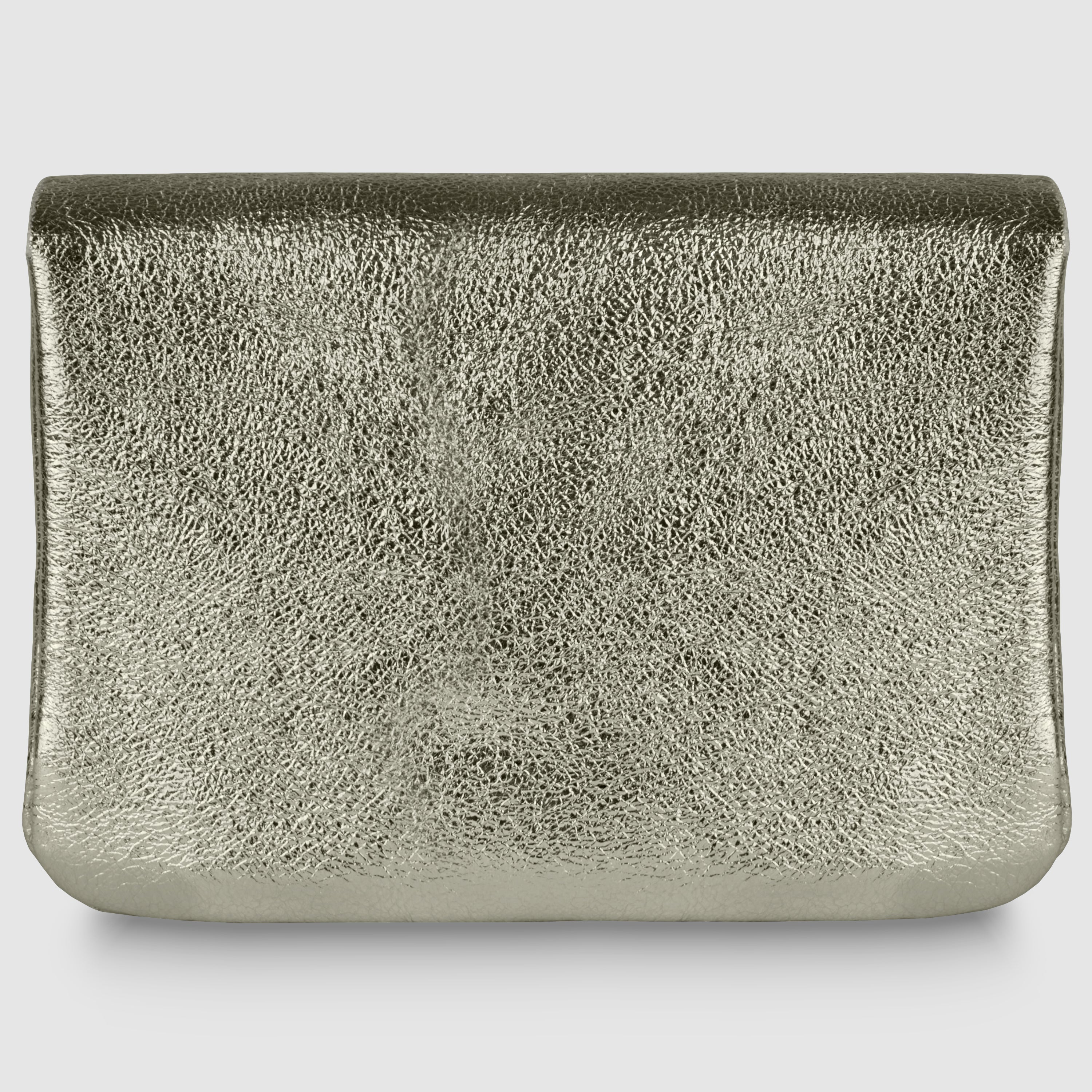 Italian Genuine Metallic Suede Slim Wallet with Zip Coin Pocket