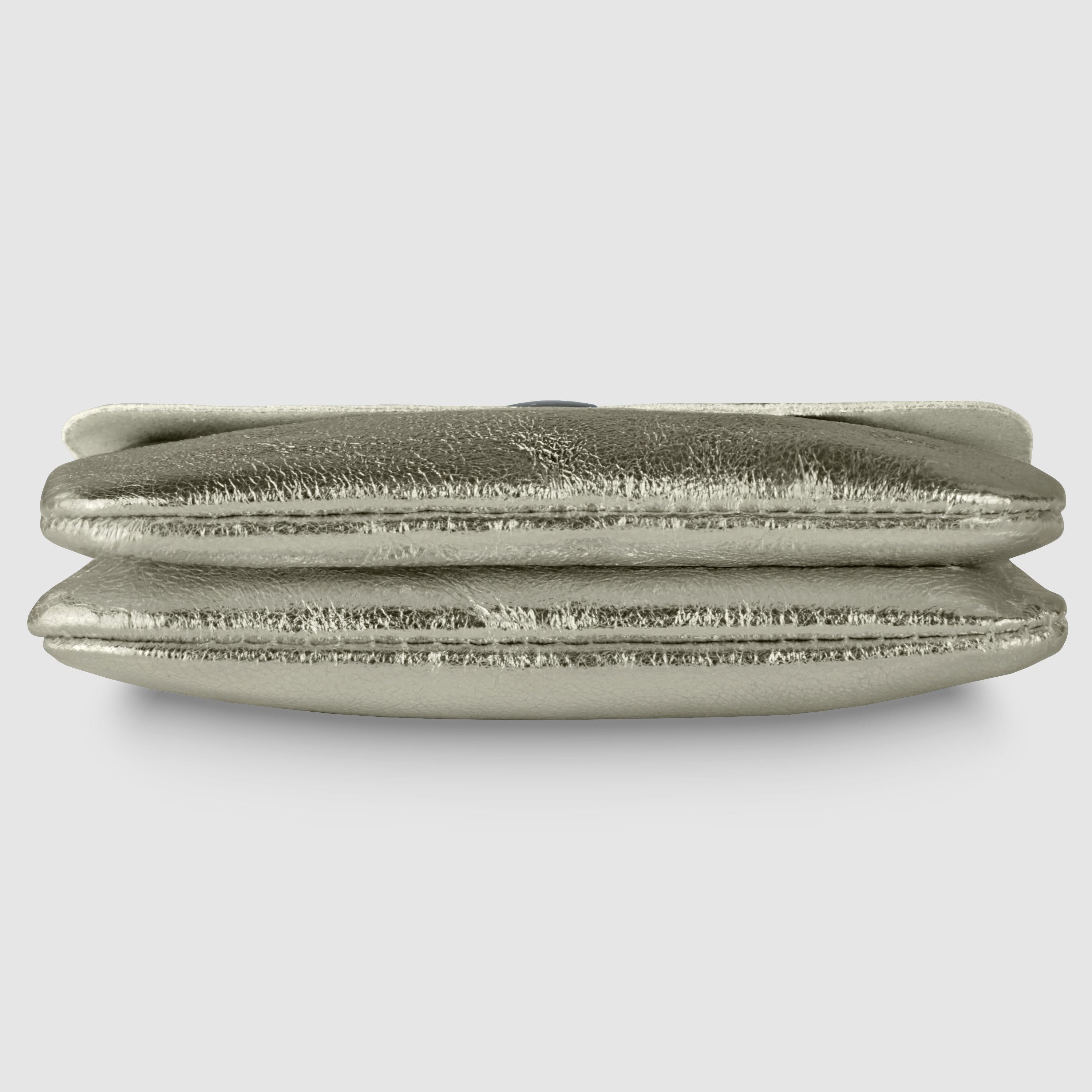 Italian Genuine Metallic Suede Slim Wallet with Zip Coin Pocket