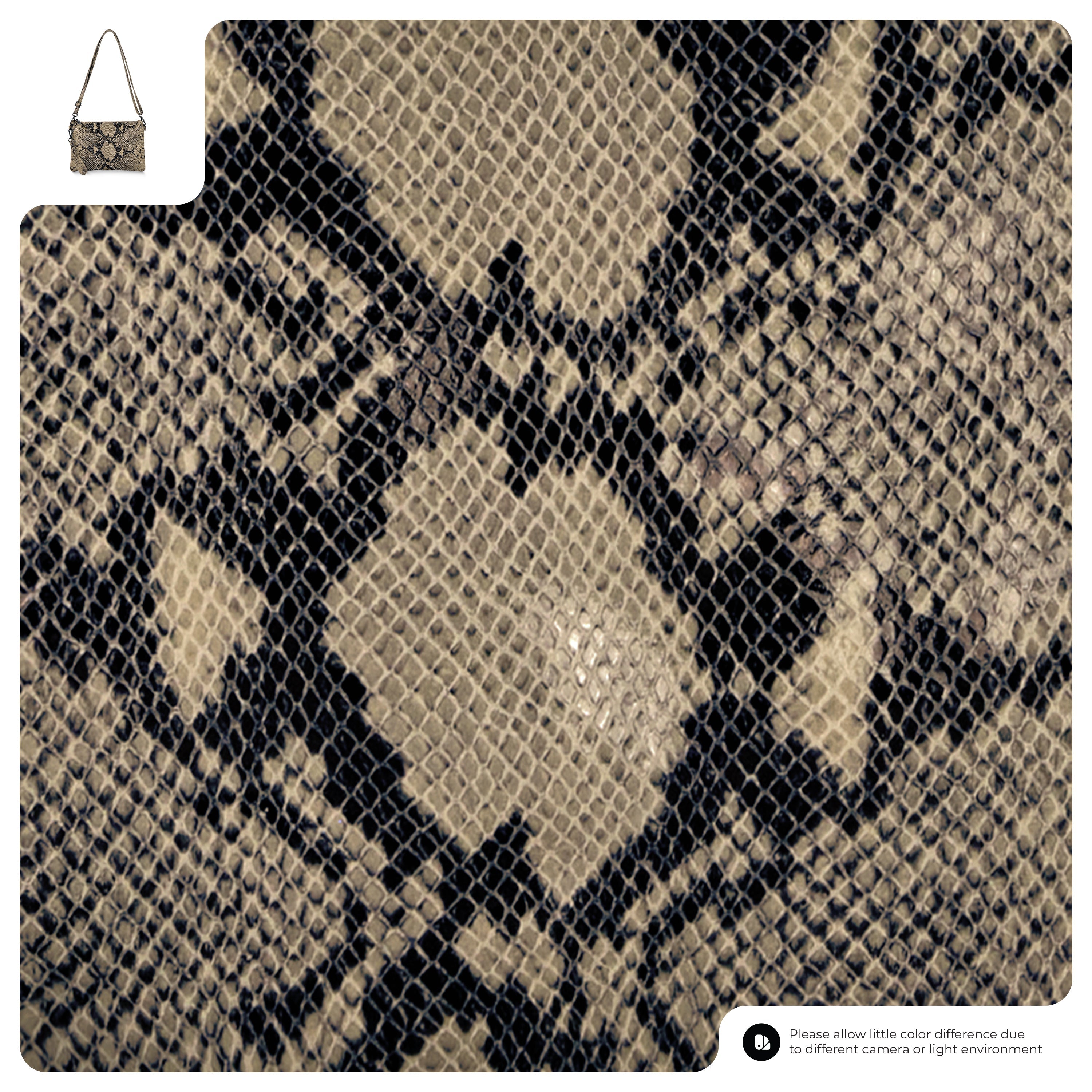 Italian Genuine Python-Print Suede Crossbody Wristlet