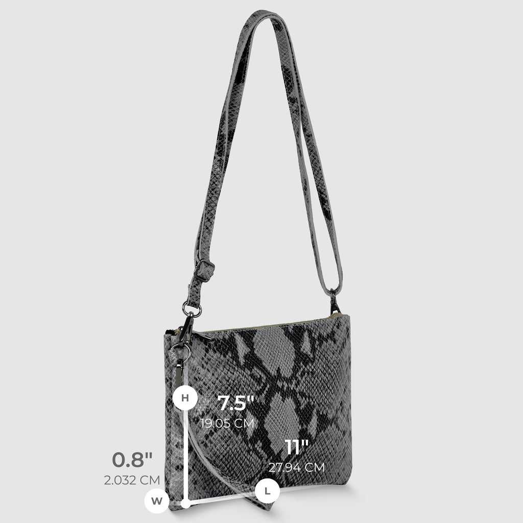 Italian Genuine Python-Print Suede Crossbody Wristlet