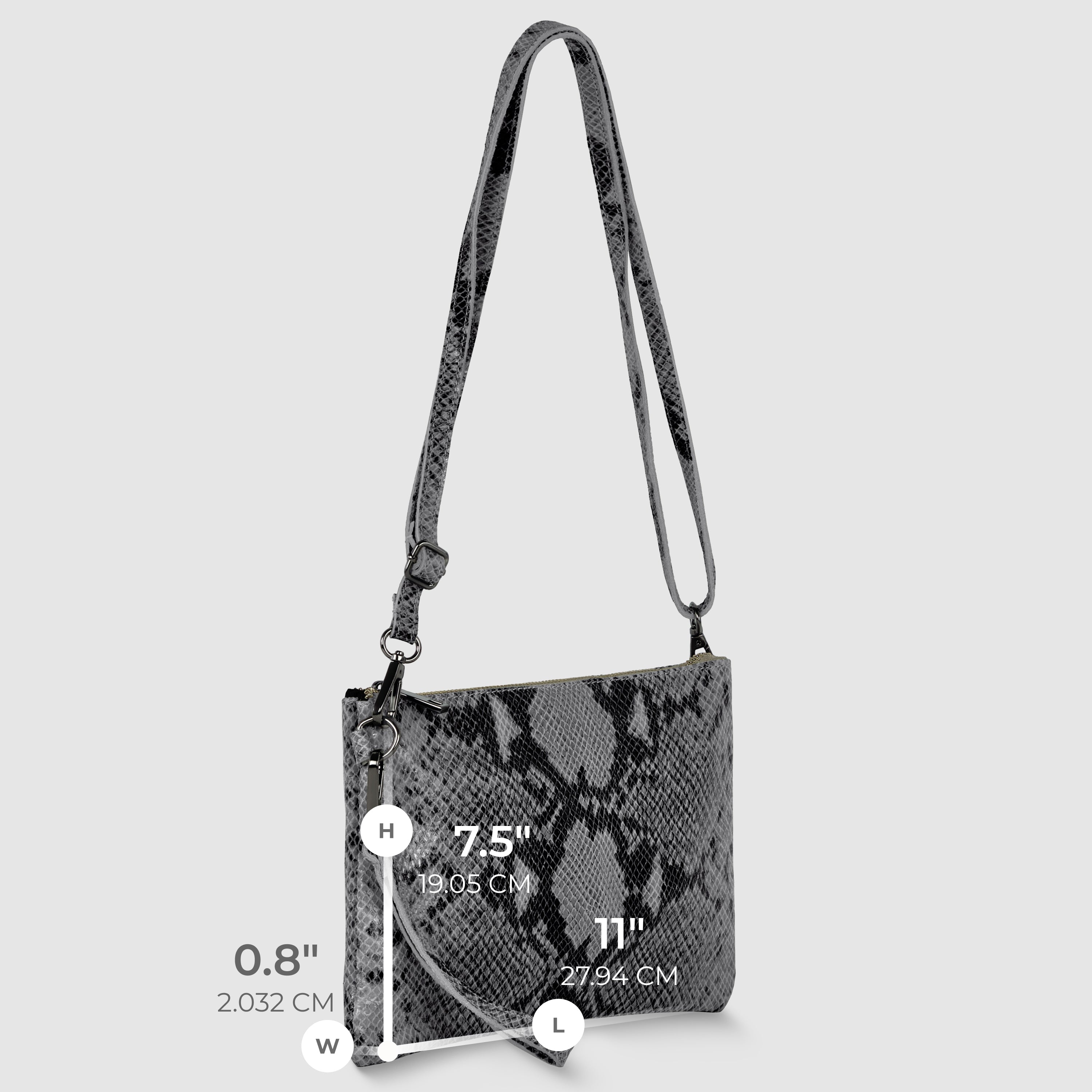 Italian Genuine Python-Print Suede Crossbody Wristlet