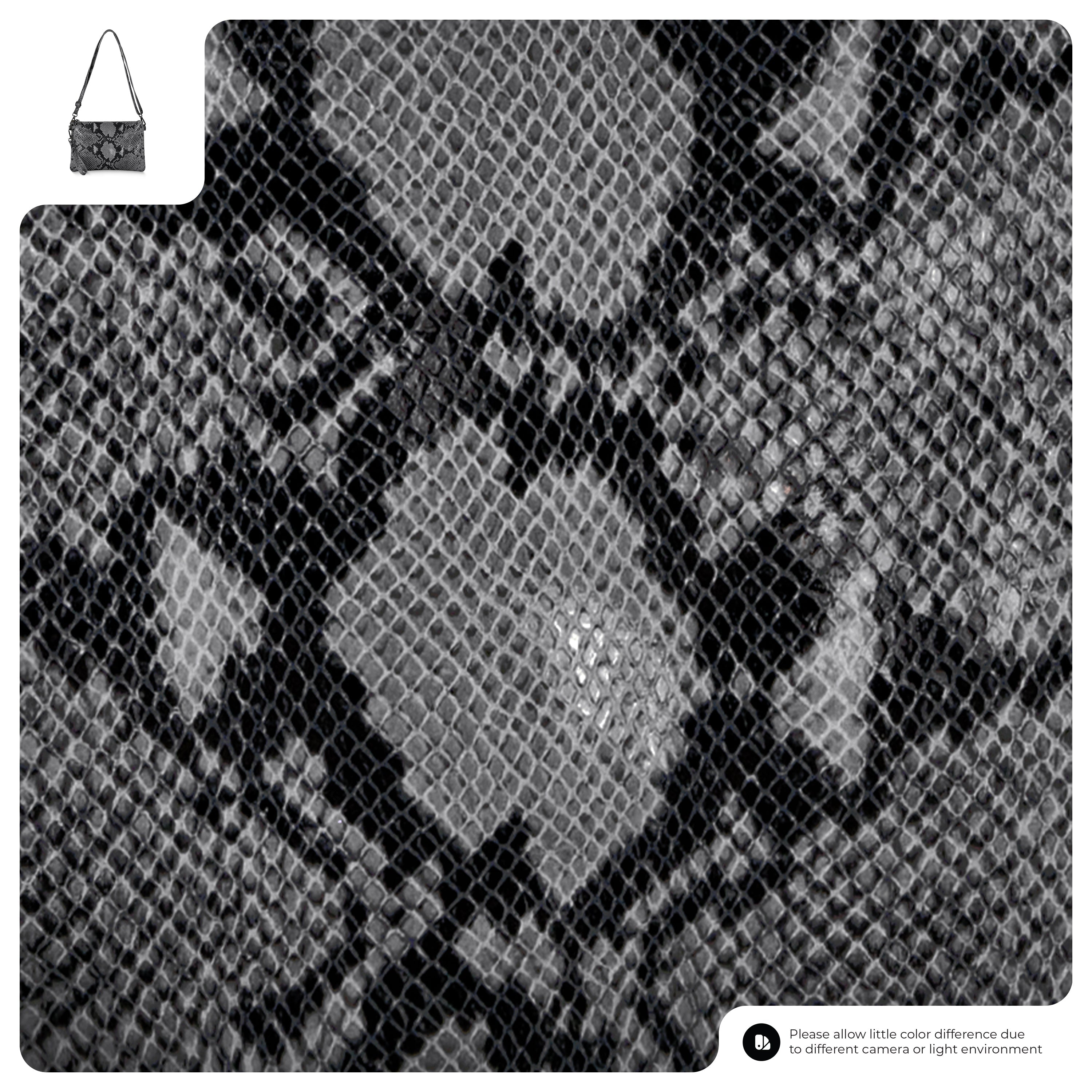 Italian Genuine Python-Print Suede Crossbody Wristlet