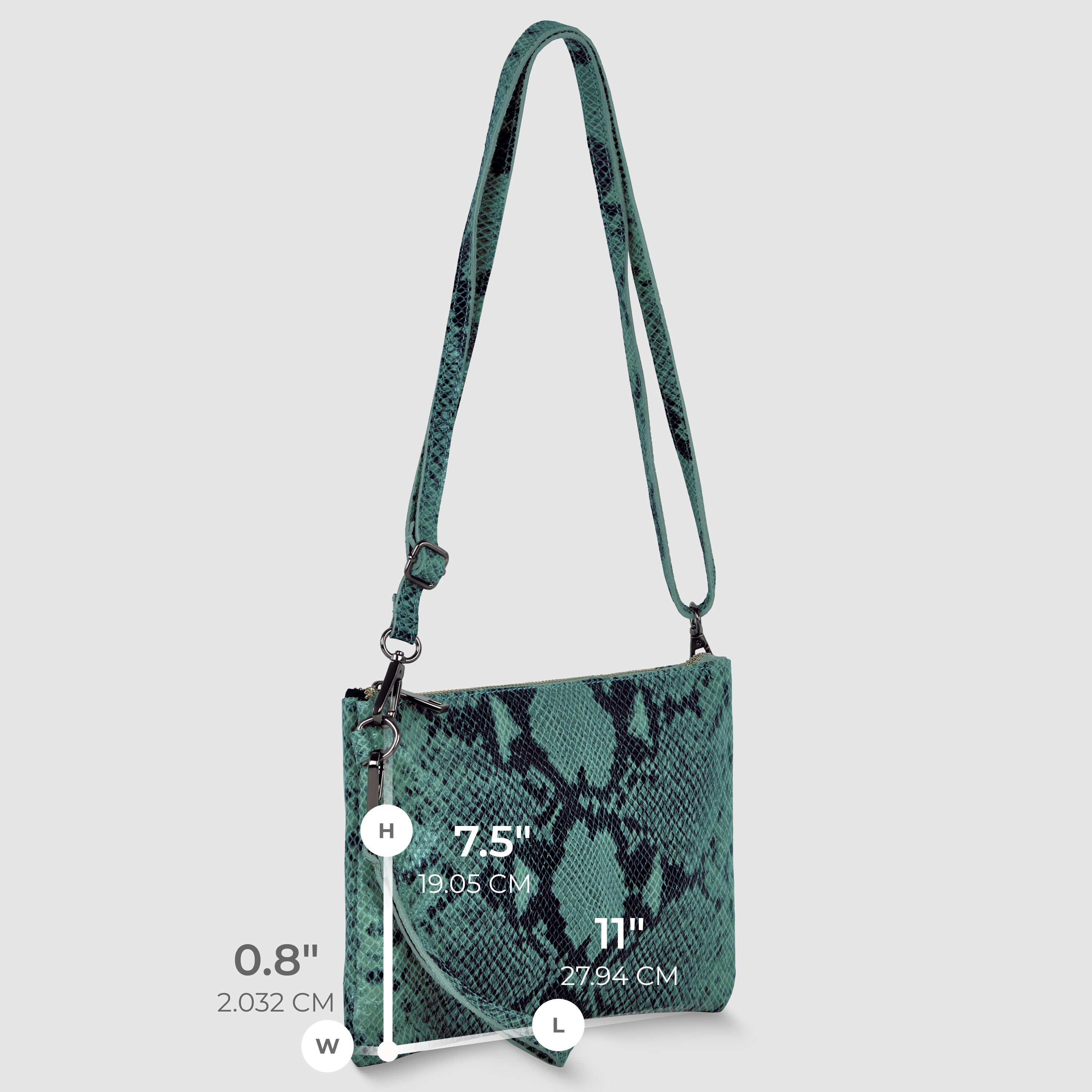 Italian Genuine Python-Print Suede Crossbody Wristlet