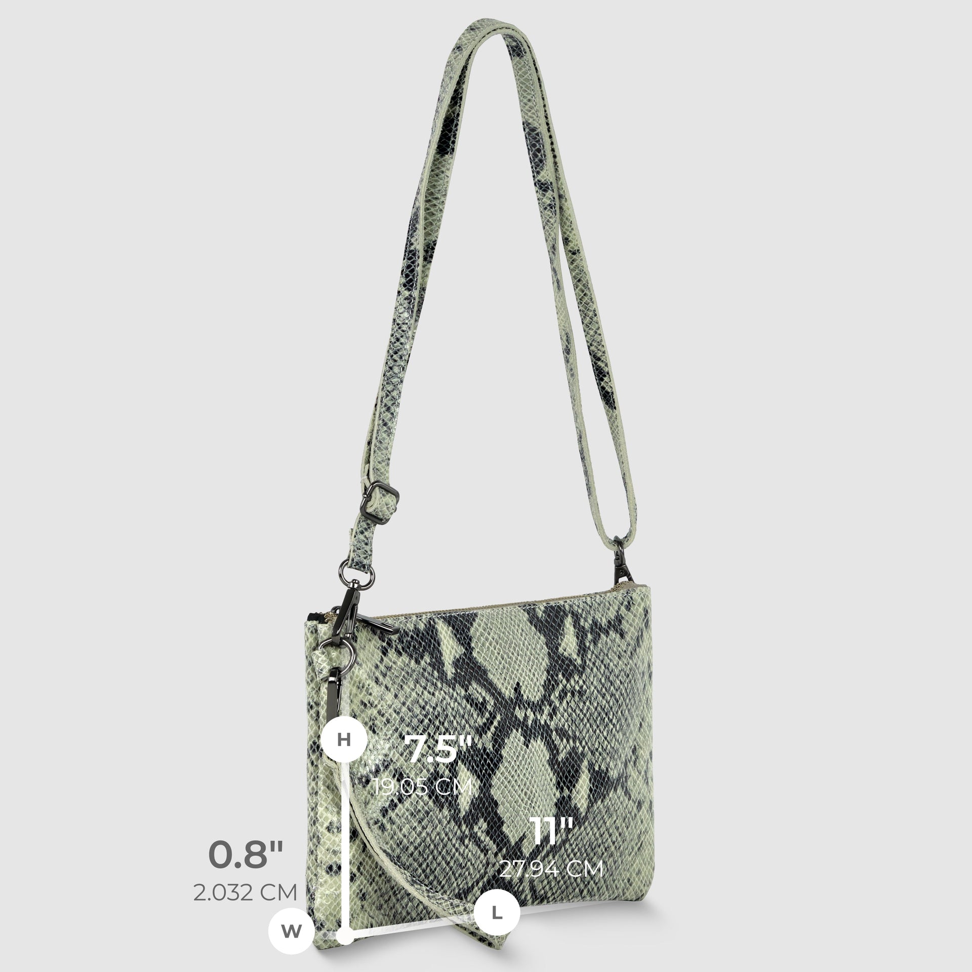 Italian Genuine Python-Print Suede Crossbody Wristlet